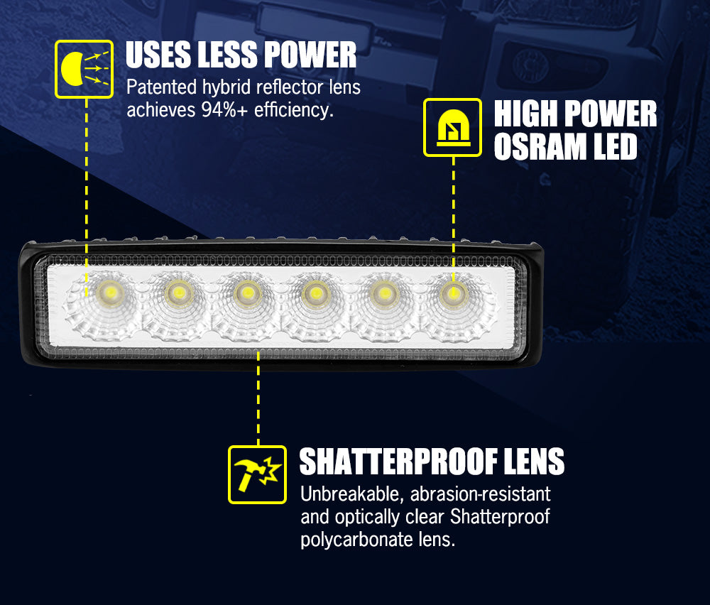 6inch Led Light Bar 1 Lux @ 40M IP68 3501 - 4000 lm