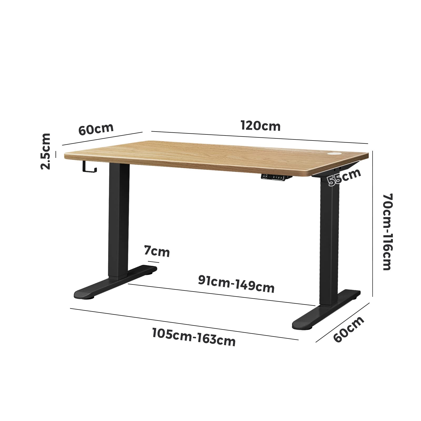 Oikiture Standing Desk Electric Height Adjustable Sit Stand Office Computer 120cm