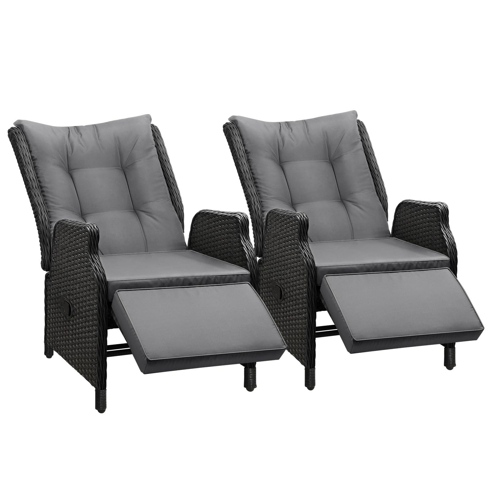 Livisip Sun Lounge Recliner Chairs Outdoor Furniture Patio Wicker Sofa 2 Piece