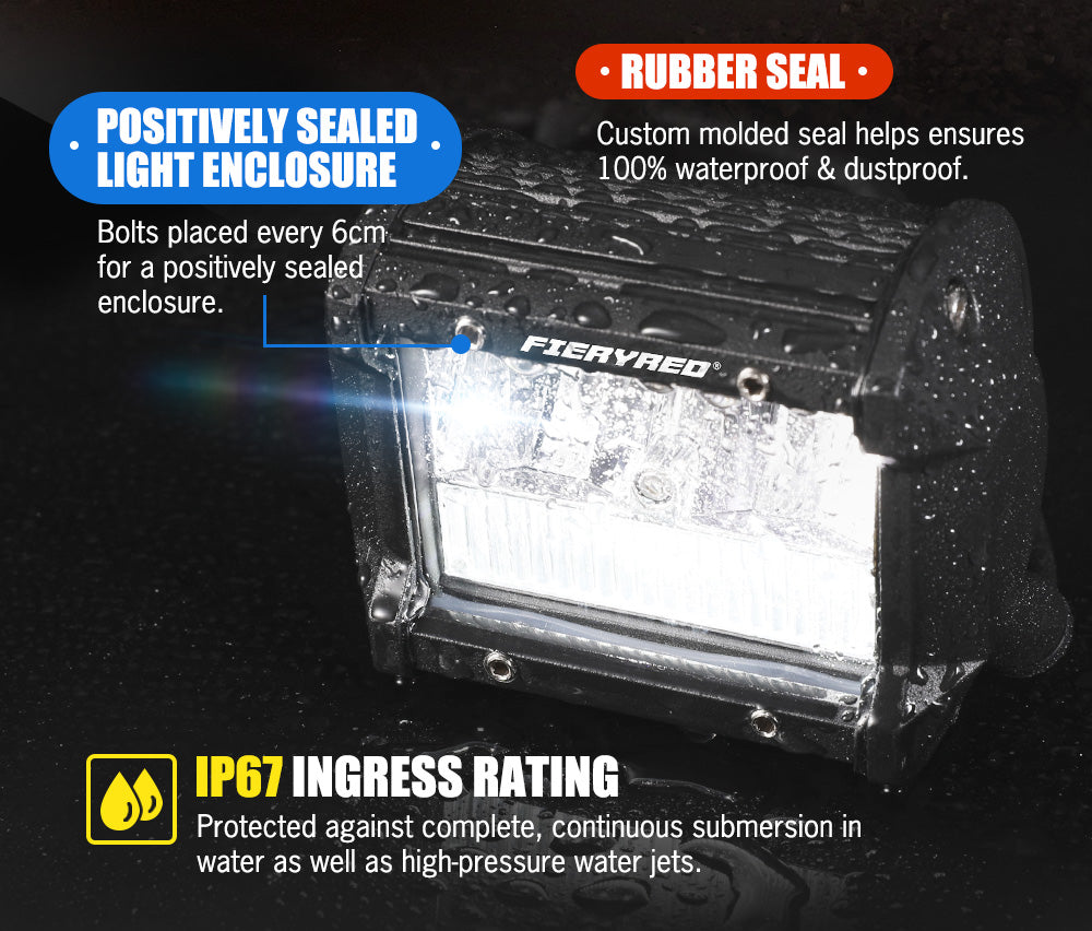 Fieryred 4inch Led Light Bar 1 Lux @ 150M IP67 3,200 Lumens Each Light