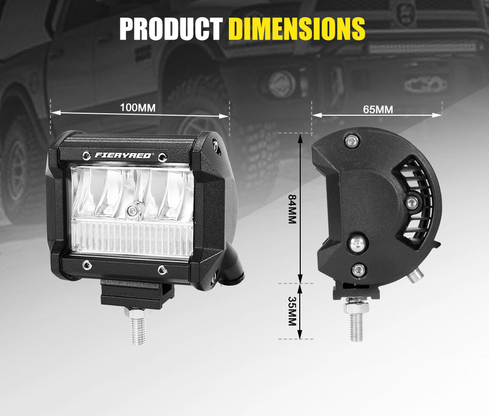 Fieryred 4inch Led Light Bar 1 Lux @ 150M IP67 3,200 Lumens Each Light