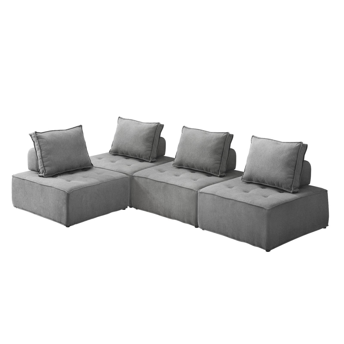 Oikiture 4PCS Modular Sofa Lounge Chair Armless Adjustable Back Linen