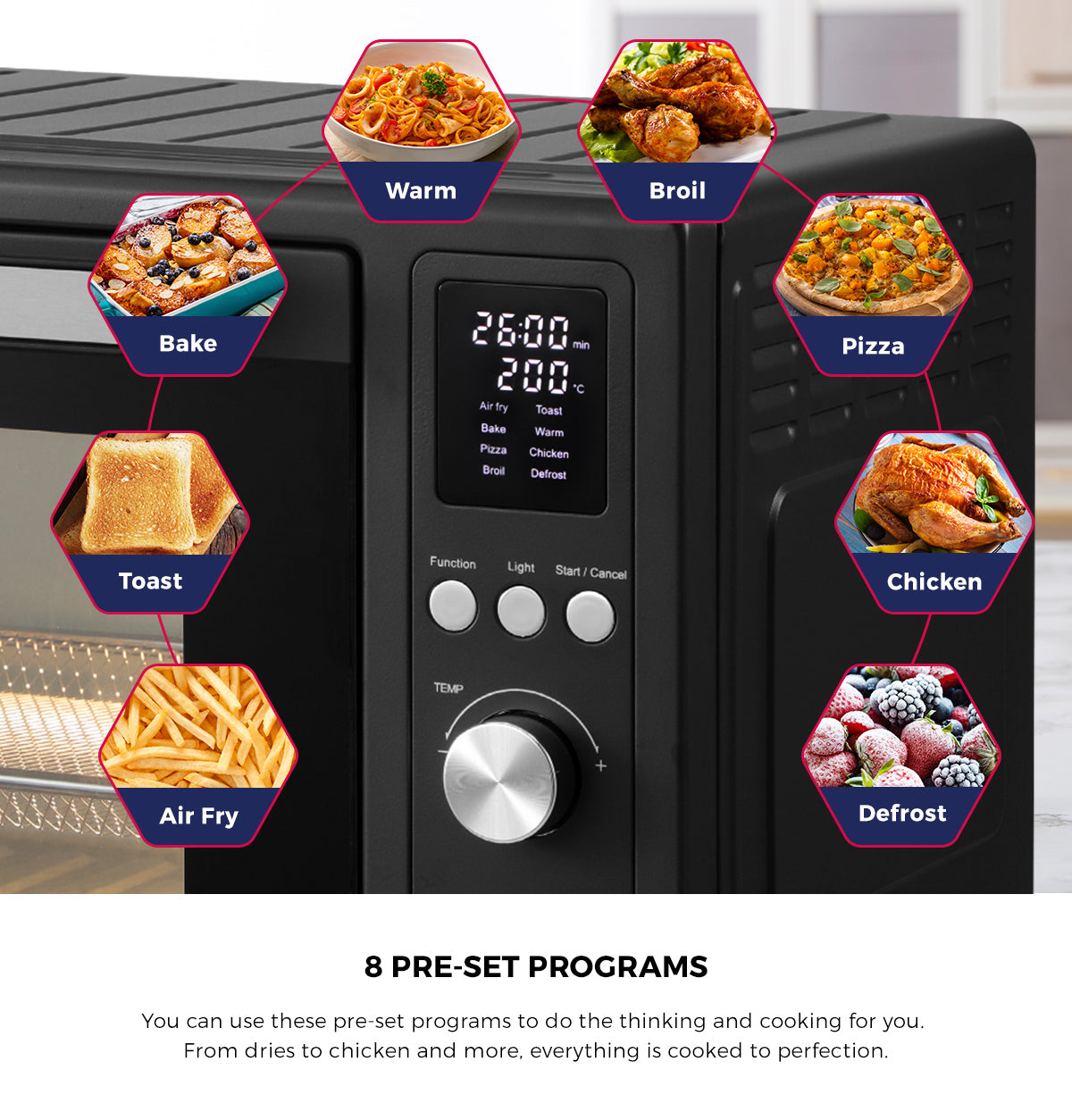 Vevare Air Fryer 32L Fryers Oven LCD Display Oil Free Cooker 1700W Kitchen