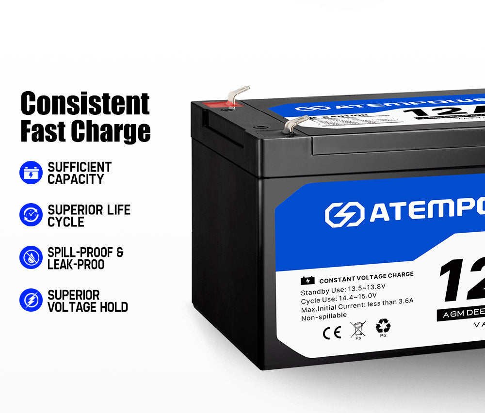 Atem Power 2X 12AH 12V AGM Deep Cycle Battery SLA UPS Solar Alarm Toy Camping 4WD