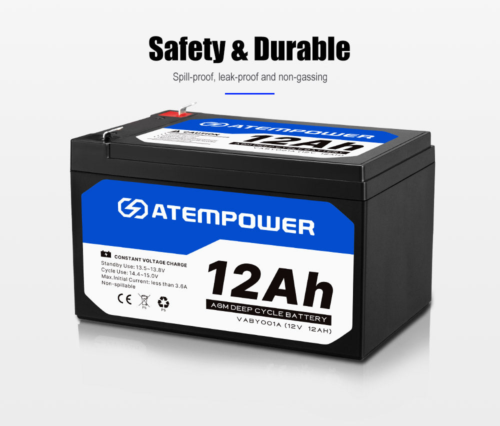 Atem Power 2X 12AH 12V AGM Deep Cycle Battery SLA UPS Solar Alarm Toy Camping 4WD