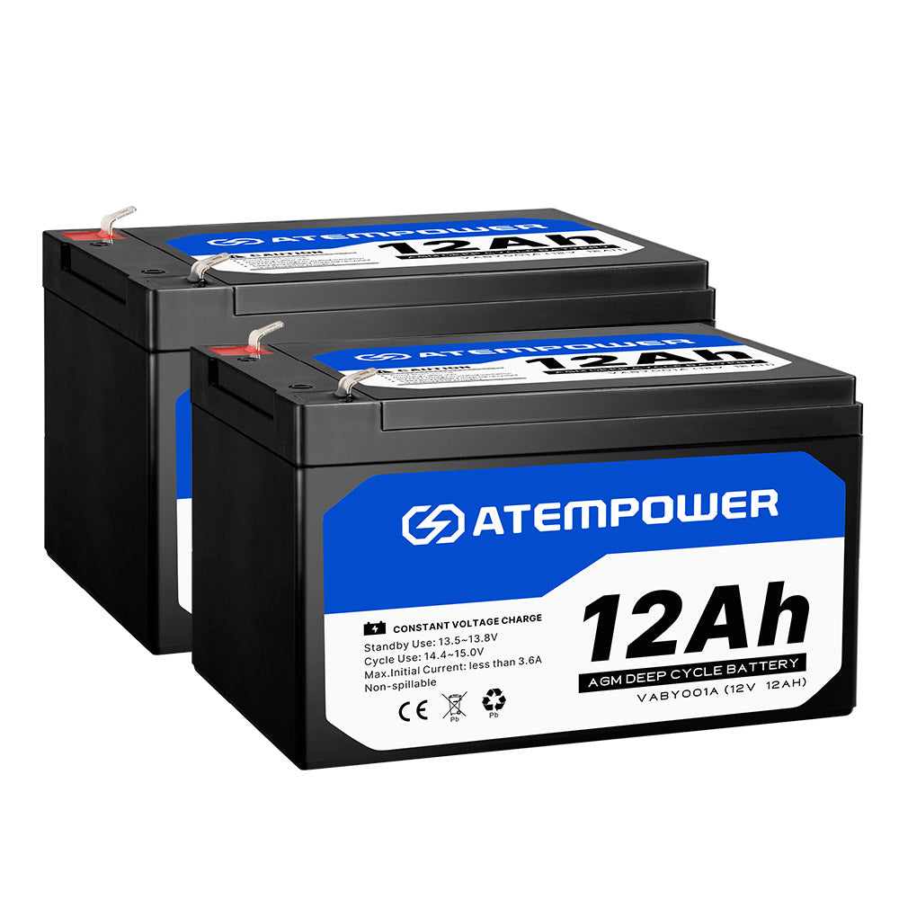 Atem Power 2X 12AH 12V AGM Deep Cycle Battery SLA UPS Solar Alarm Toy Camping 4WD