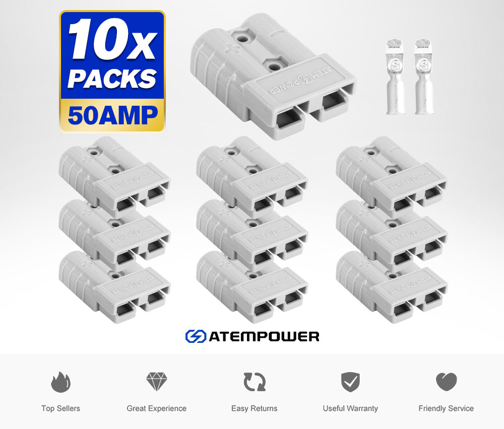 Atem Power 10 x Anderson Style Plug Connectors 50 AMP 12-24V 6AWG DC Power Tool