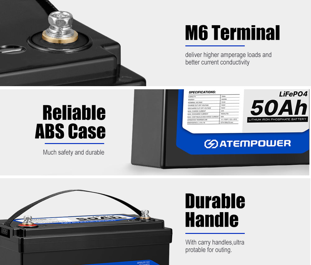 Atem Power 50Ah 12V LiFePO4 Lithium Battery