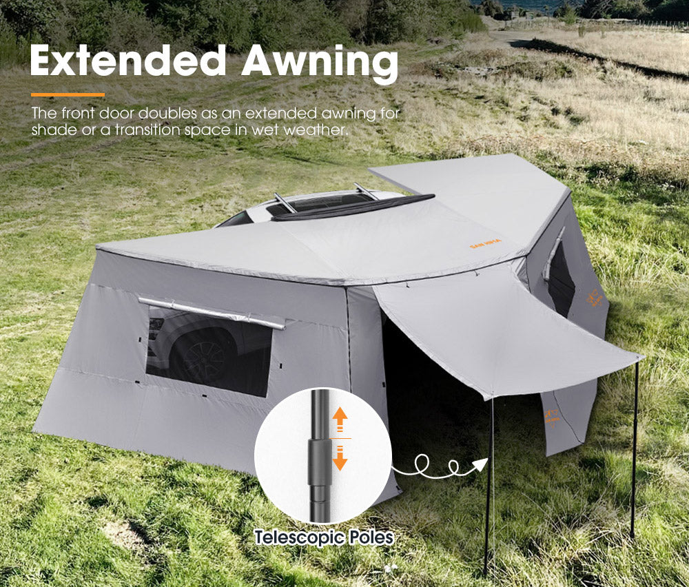 San Hima 270 Degree Awning With Side Wall Free-Standing Camping  + "L" Bracket