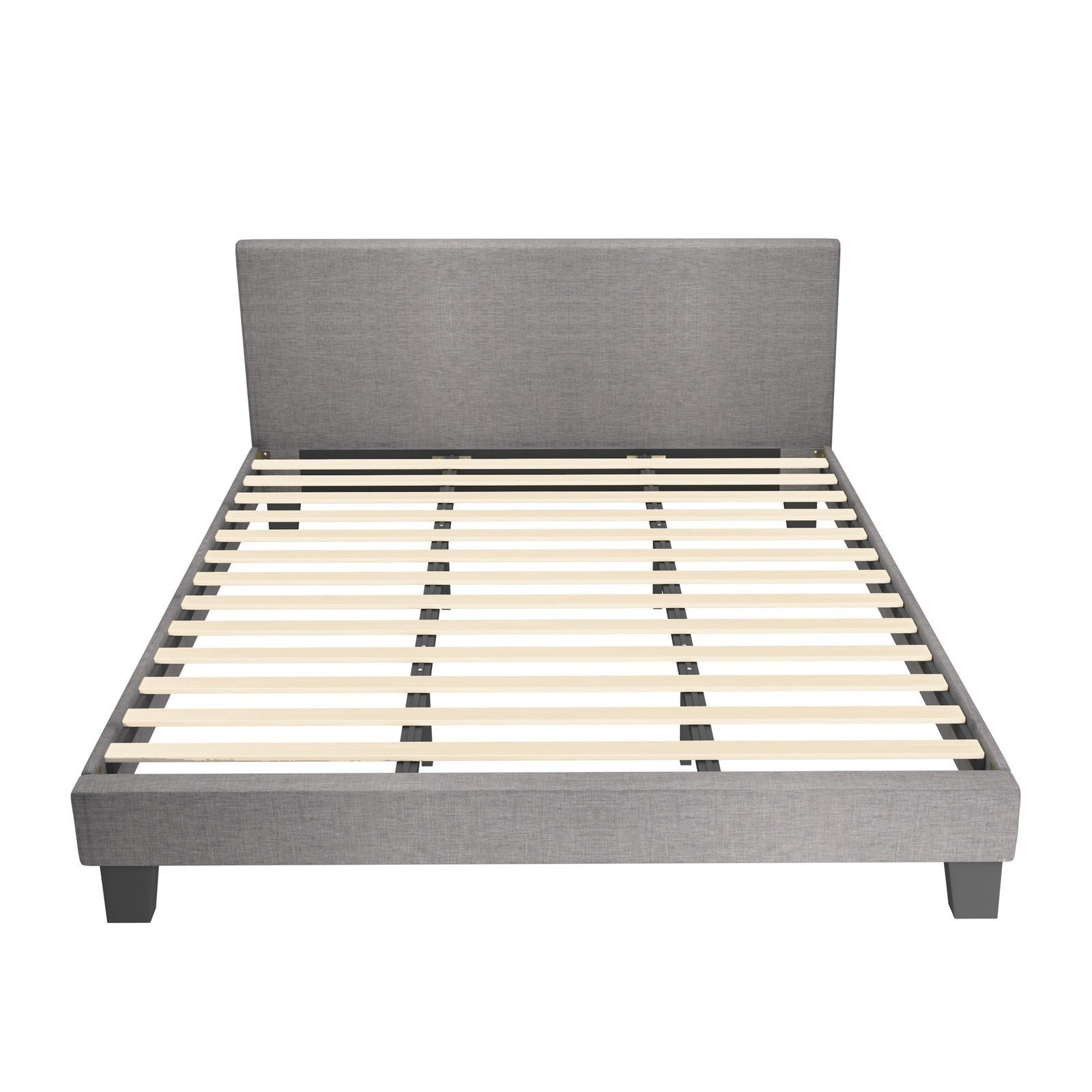 Oikiture Bed Frame King Size Mattress Base Platform Wooden Slats Grey Fabric