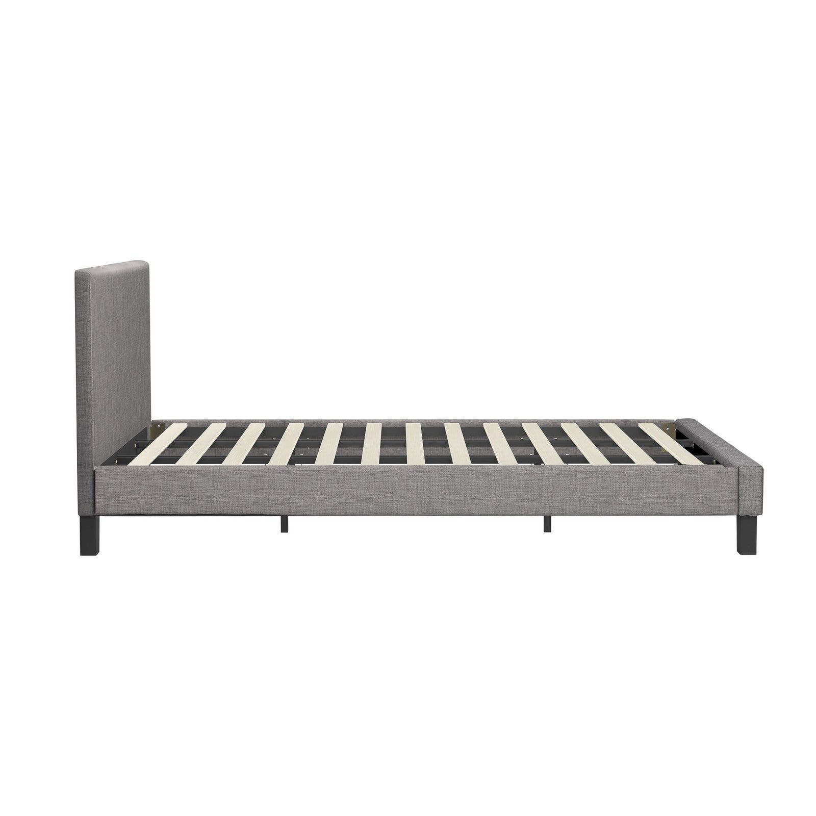 Oikiture Bed Frame King Size Mattress Base Platform Wooden Slats Grey Fabric