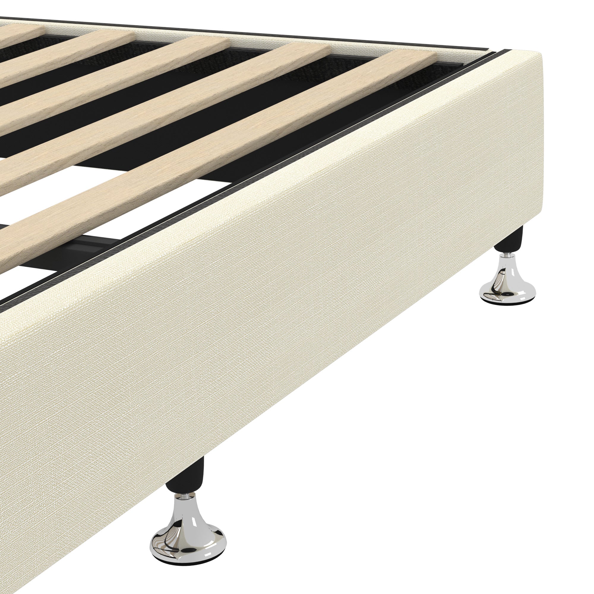 Oikiture Bed Frame King Single Bed Base Platform Beige