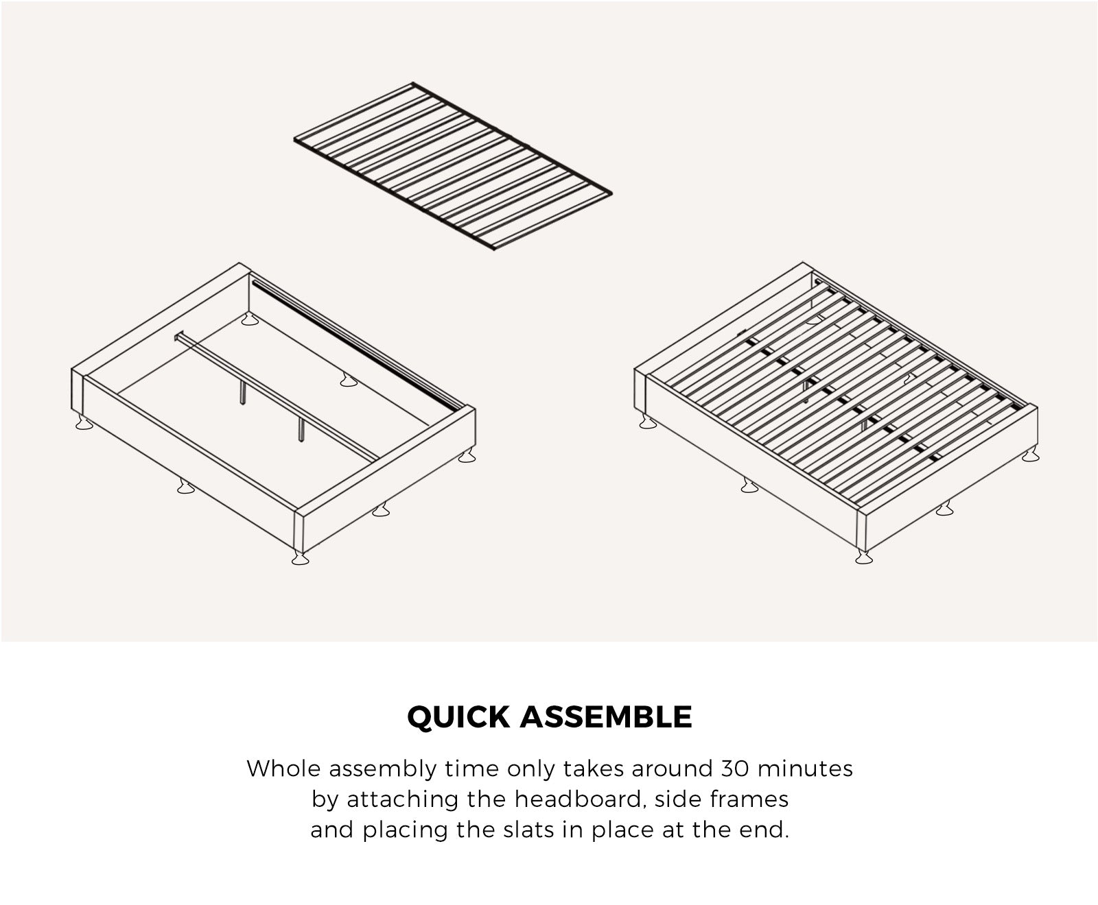 Oikiture Bed Frame King Single Bed Base Platform Grey