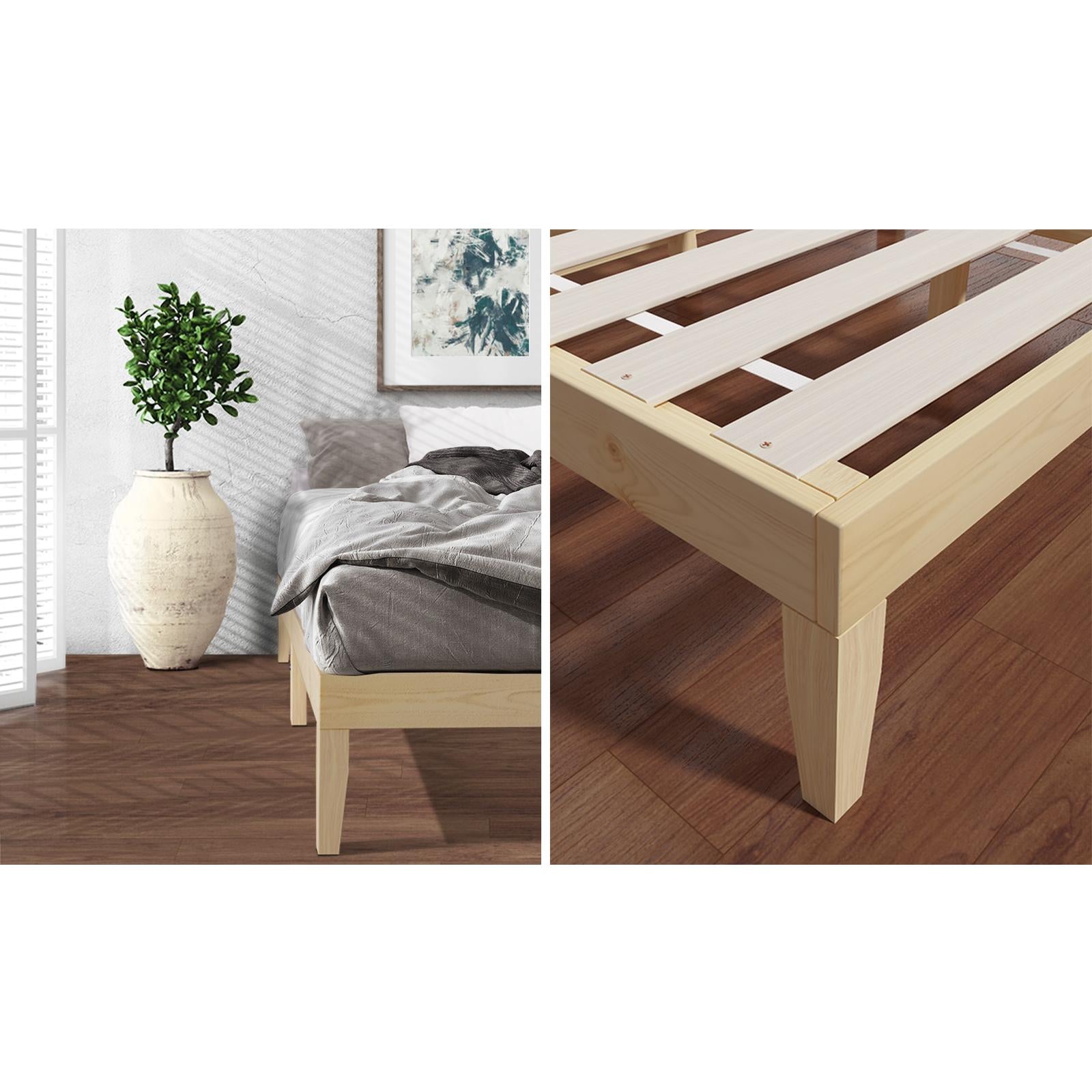 Oikiture Bed Frame King Size Wooden Timber Bed Frame Wooden Platform