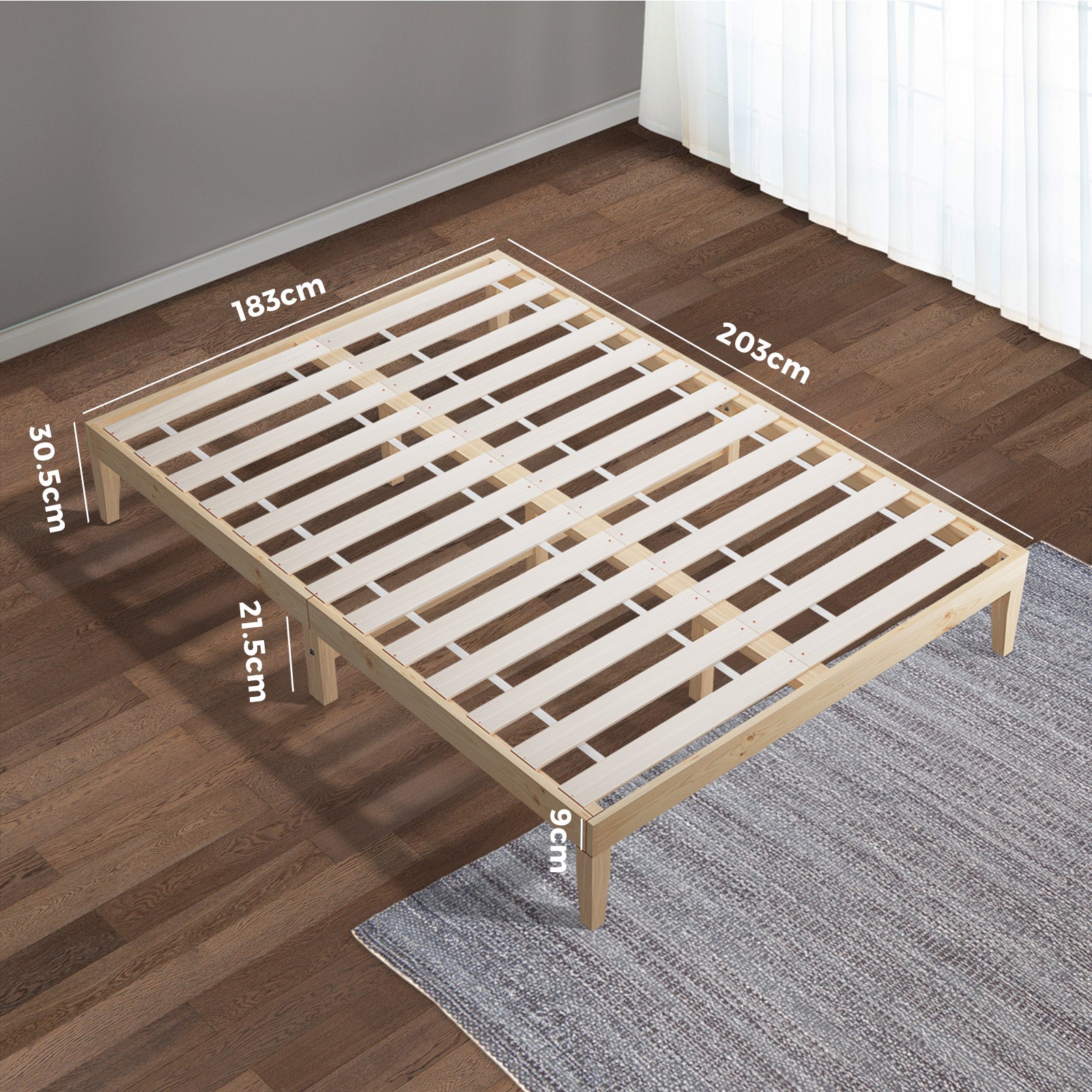 Oikiture Bed Frame King Size Wooden Timber Bed Frame Wooden Platform