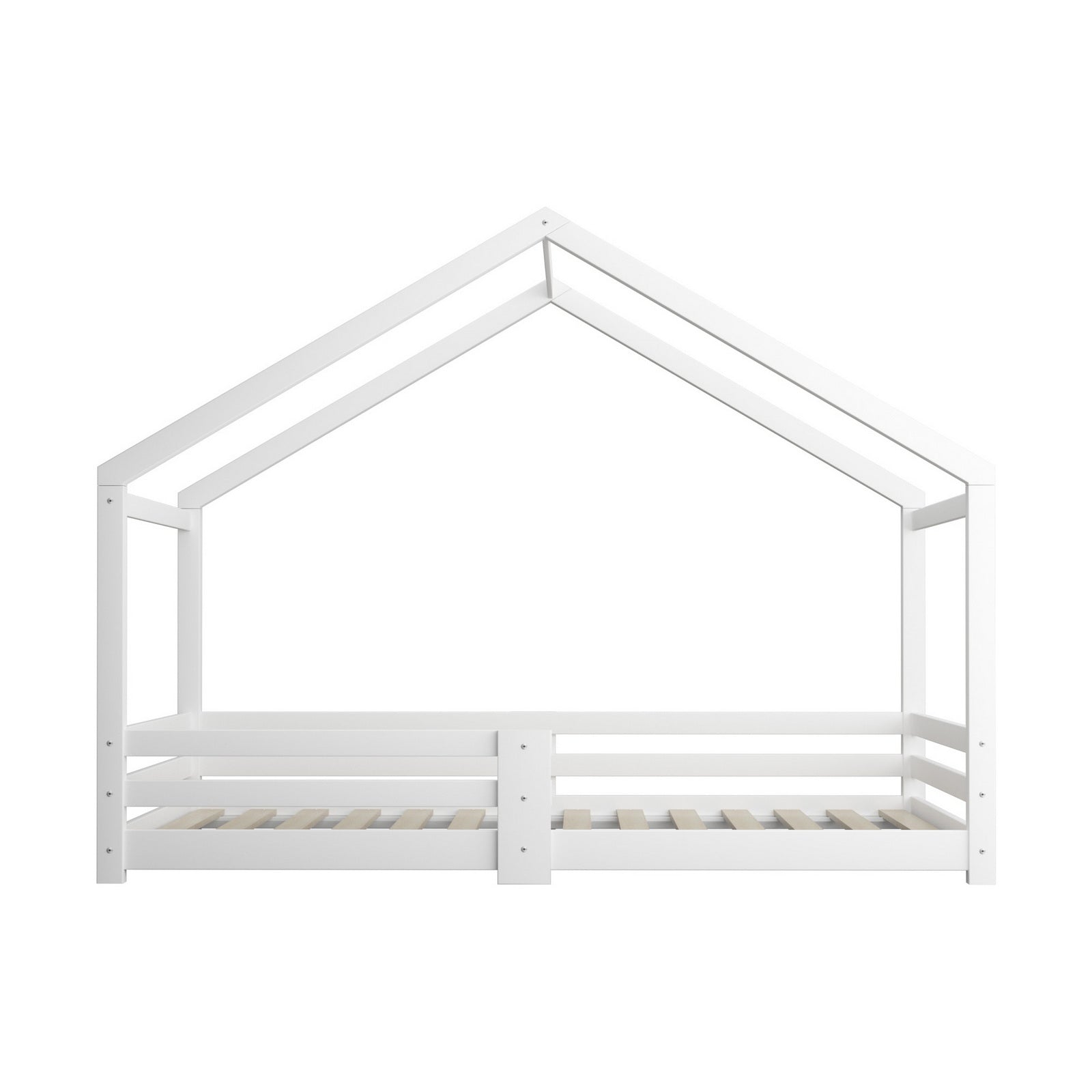 Oikiture Kids Bed Frame With Single Mattress Set White