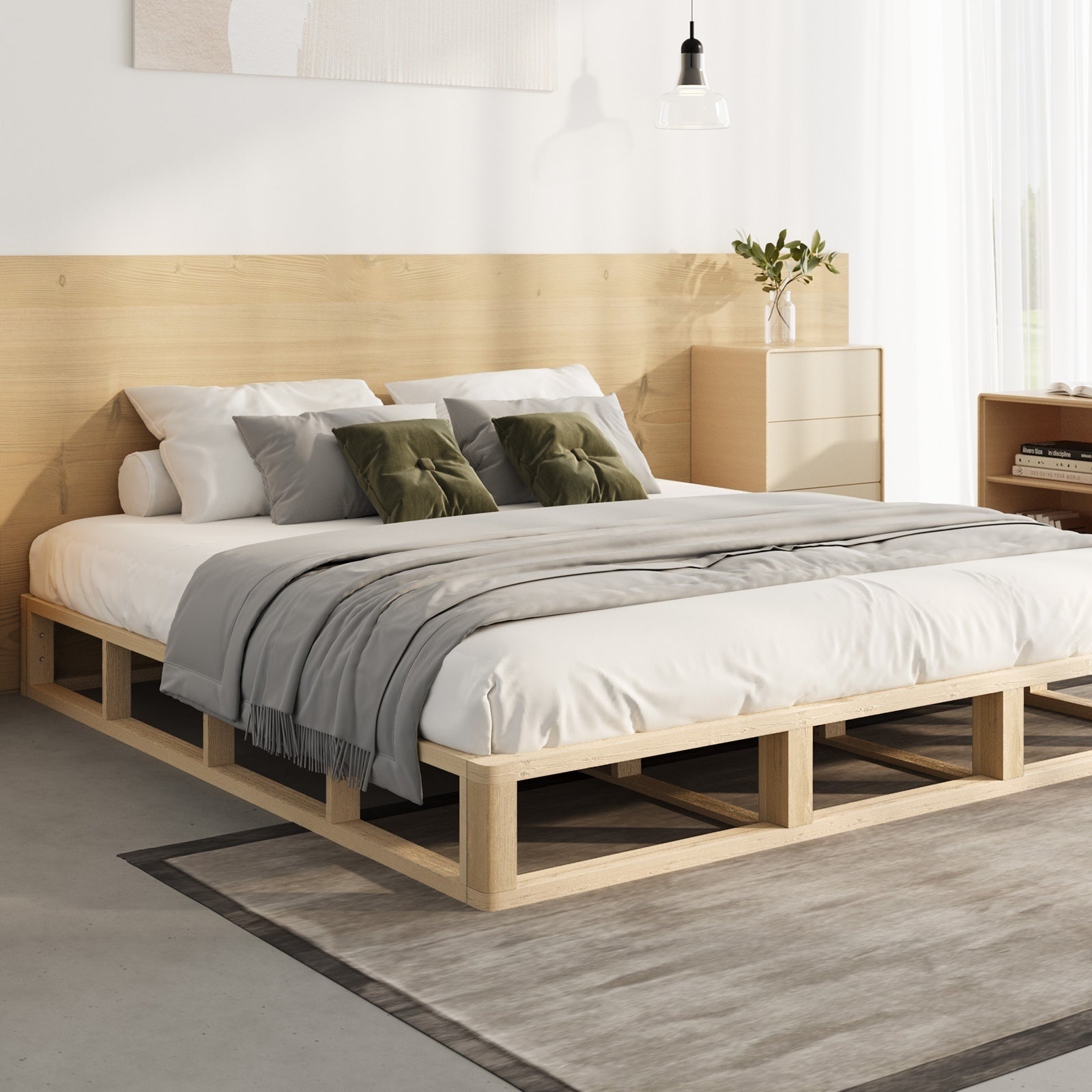 Oikiture Bed Frame Queen Double King Single Wooden Bed Base Platform