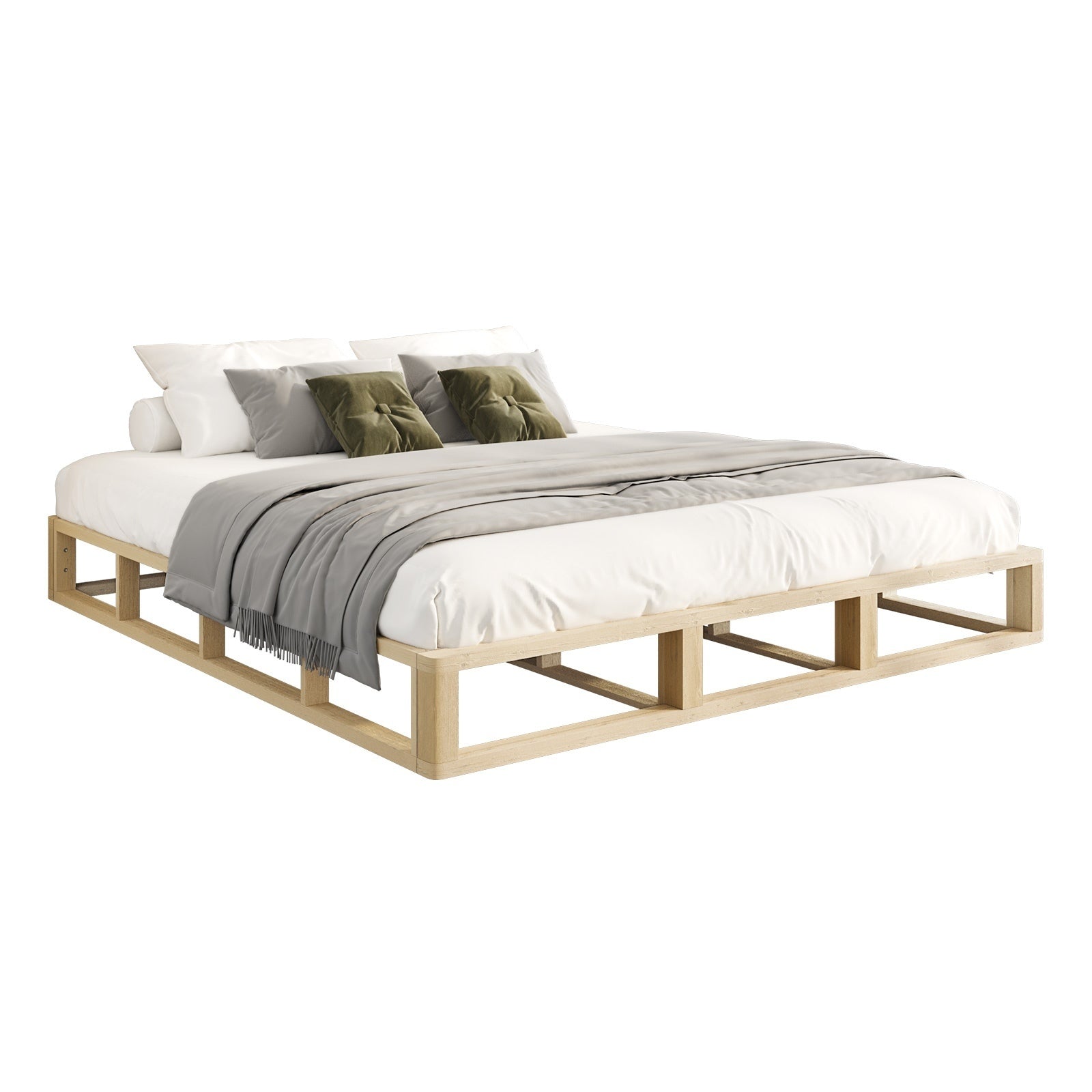 Oikiture Bed Frame Queen Double King Single Wooden Bed Base Platform