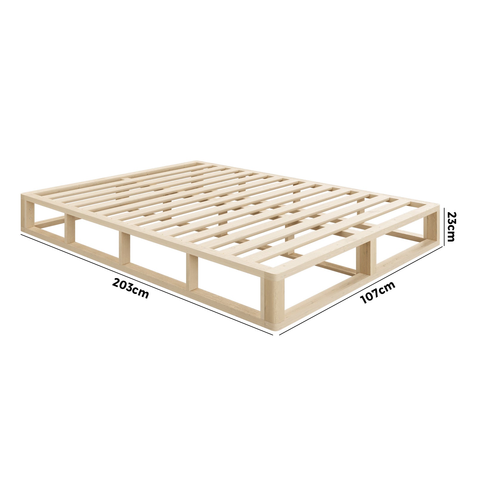 Oikiture Bed Frame King Single Wooden Bed Base Platform Cage-like Base