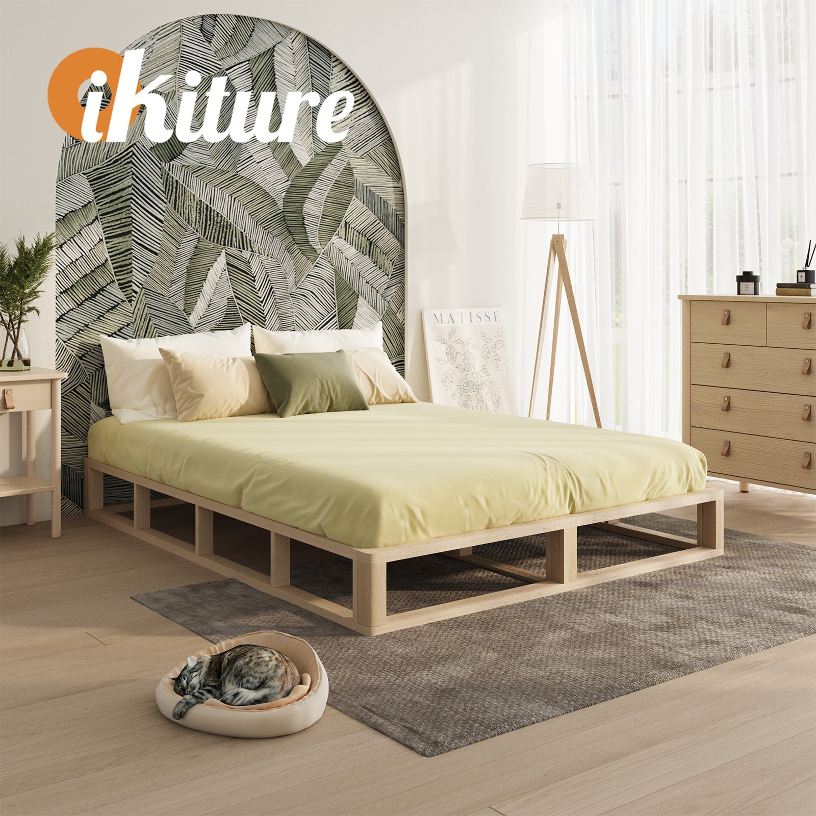 Oikiture Bed Frame Queen Double King Single Wooden Bed Base Platform