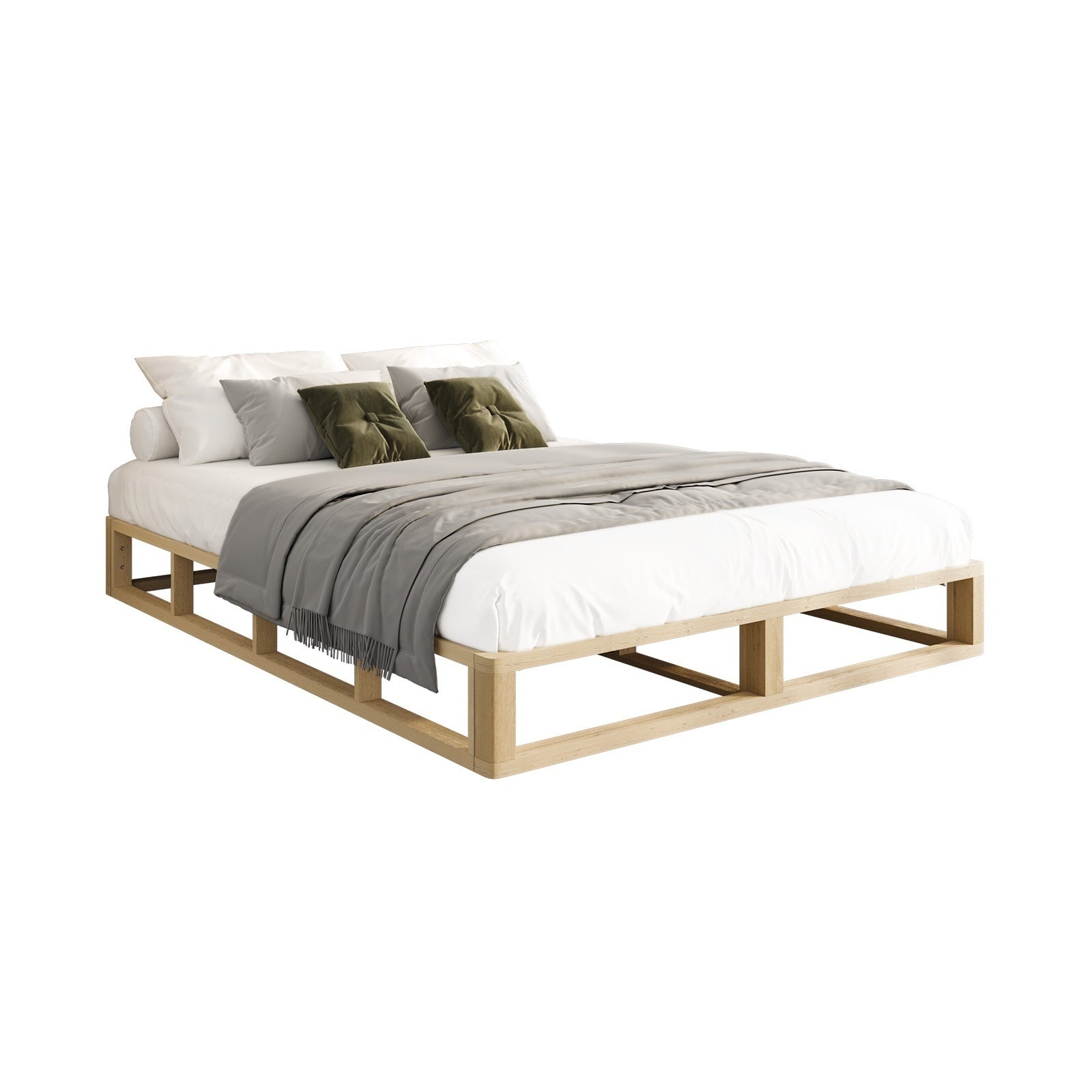 Oikiture Bed Frame Queen Double King Single Wooden Bed Base Platform