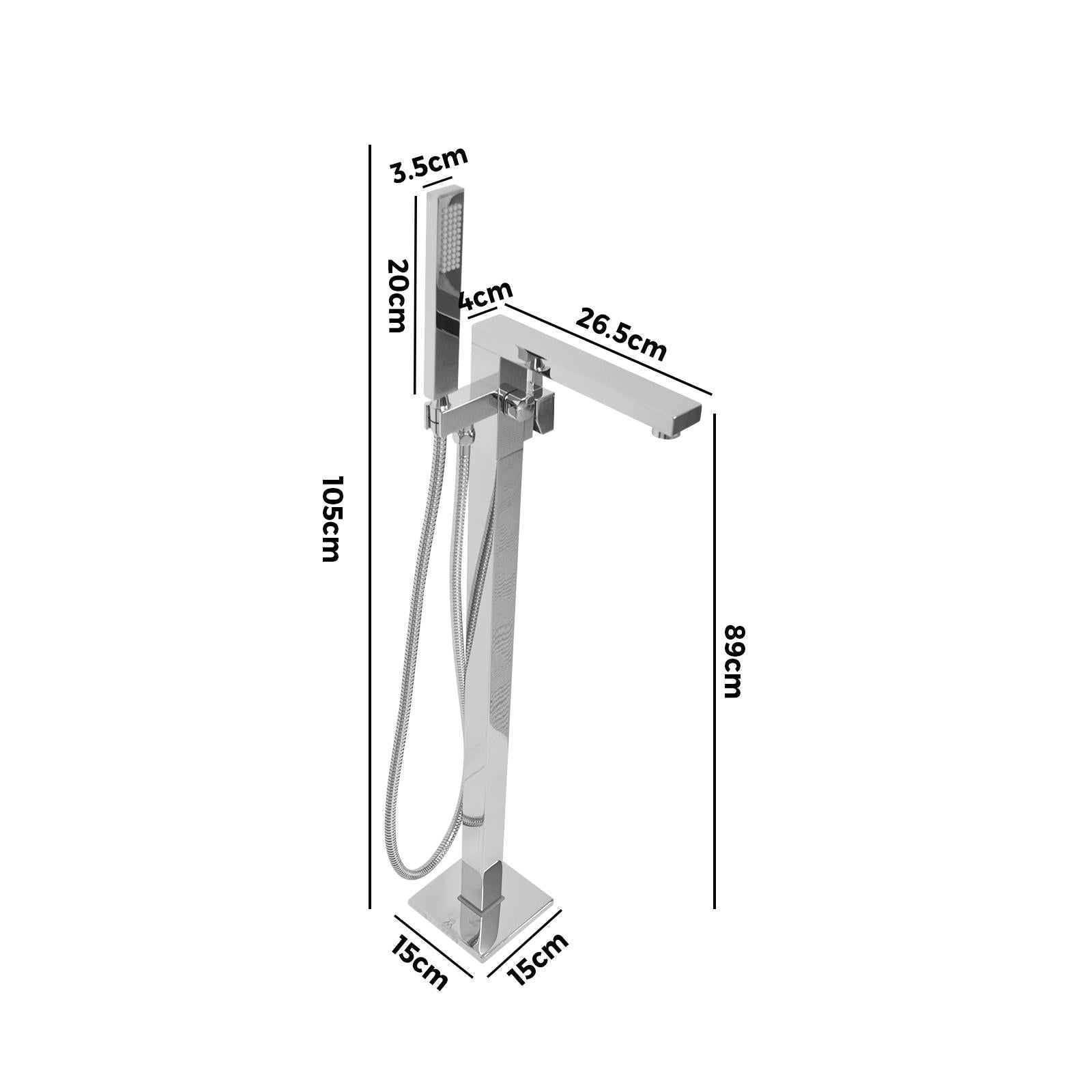 WELS Freestanding Bath Tub Shower Mixer Tap Head Faucet Floor Mounted Handheld