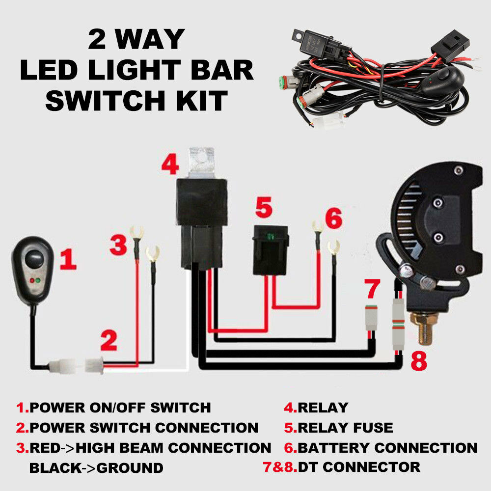 DT High Beam Wiring Loom Harness Kit 12V 40A Spot Light LED Bar 3M Plug And Play