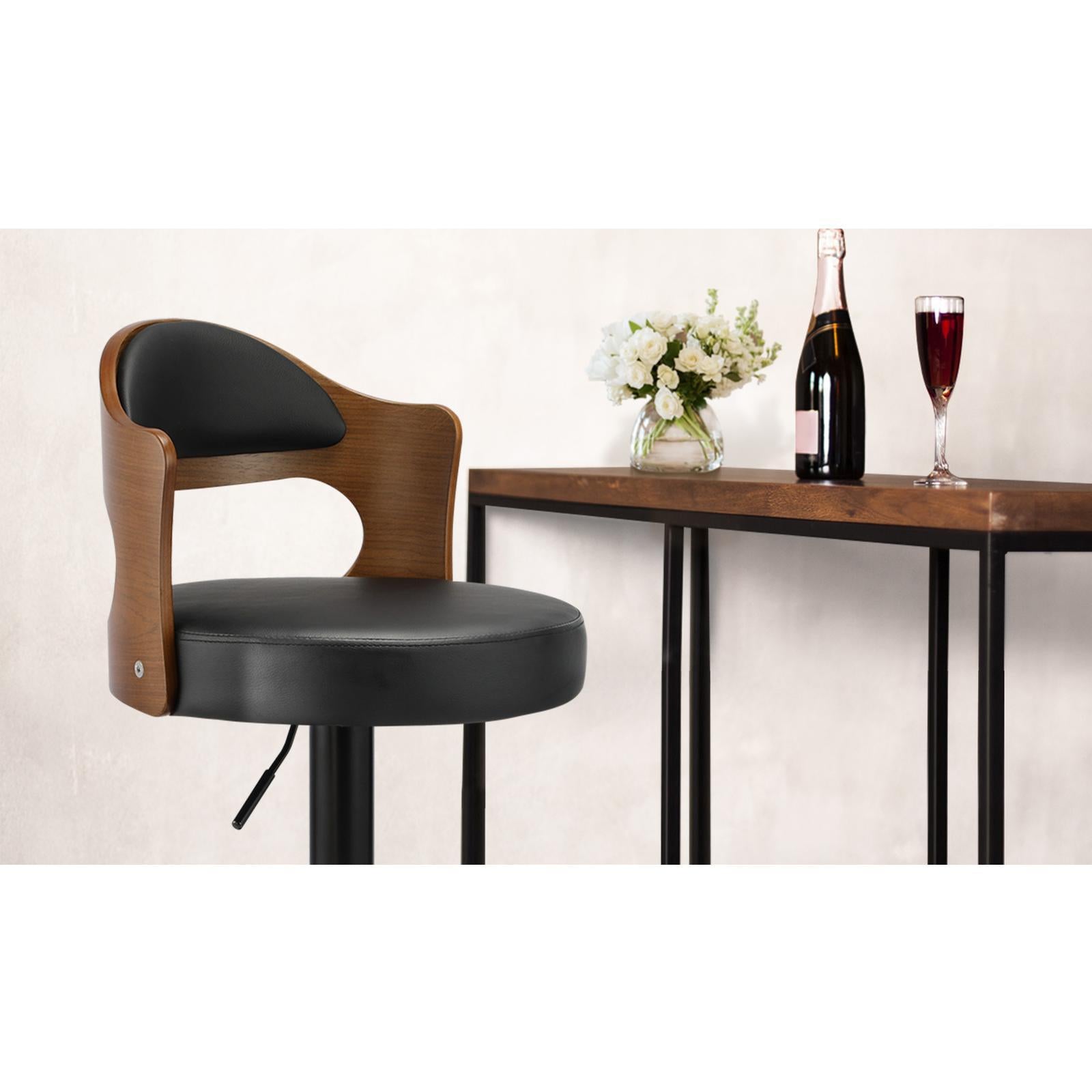 Oikiture Bar Stools Kitchen Swivel Barstool Chair Gas Lift Metal PU Leather ×2