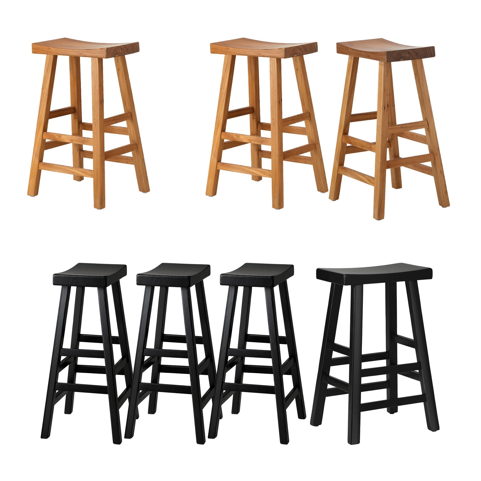 Oikiture Bar Stools Kitchen Stool Wooden Counter Chairs Barstools X2 X4