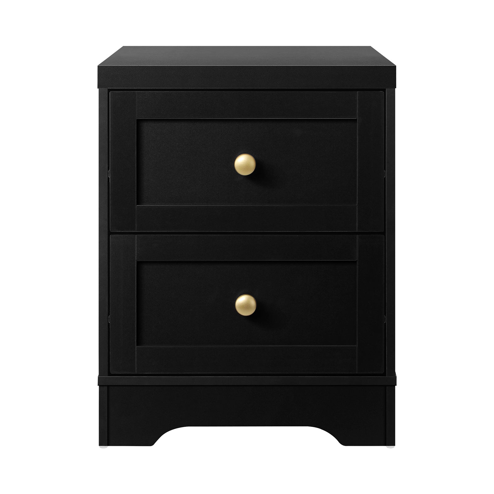 Oikiture Bedside Tables 2 Drawers Hamptons Furniture Storage Cabinet Black