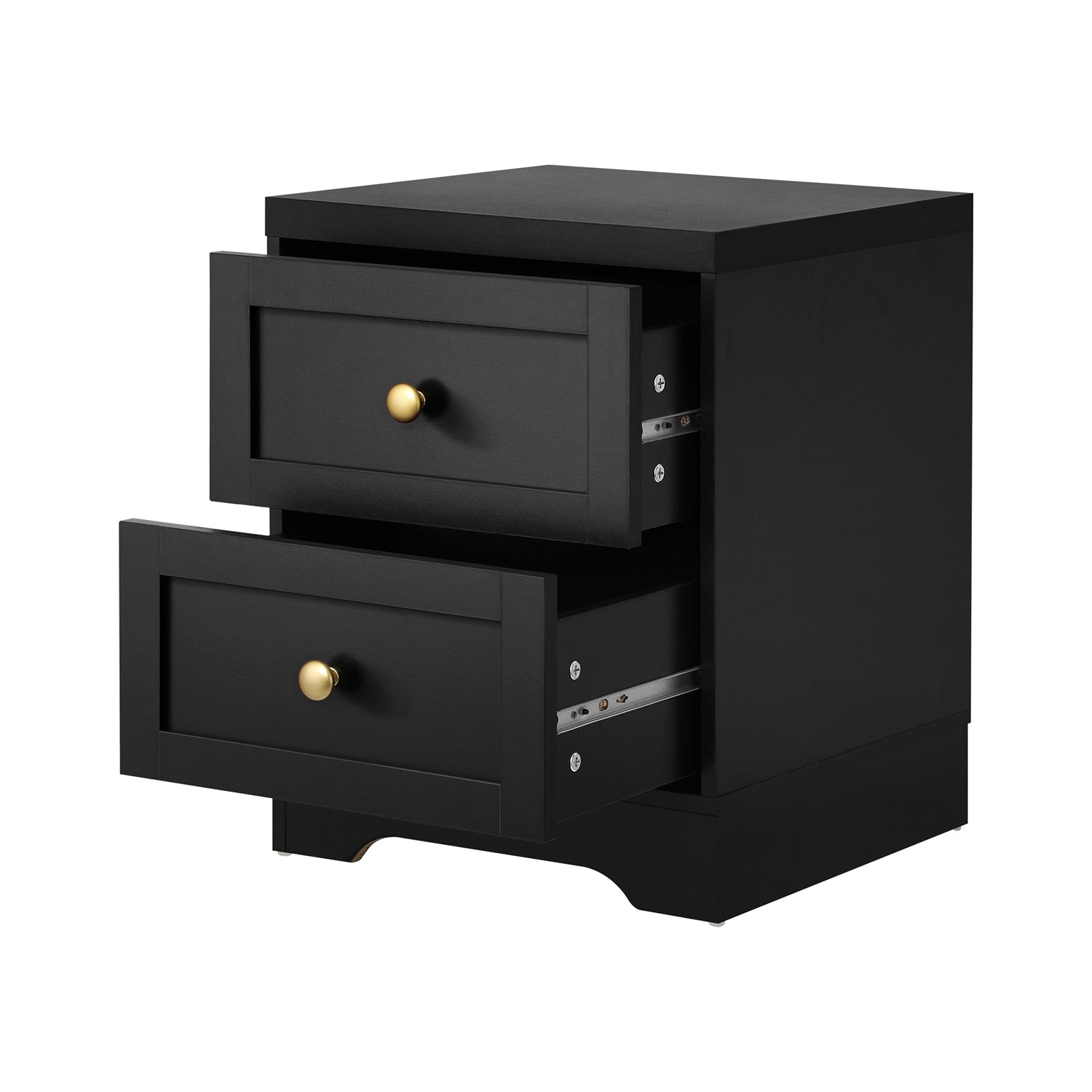 Oikiture Bedside Tables 2 Drawers Hamptons Furniture Storage Cabinet Black