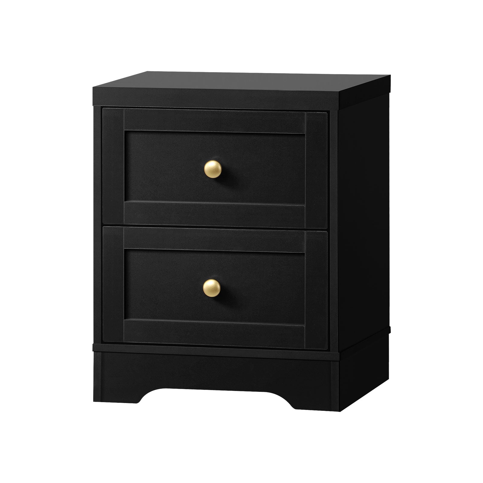 Oikiture Bedside Tables 2 Drawers Hamptons Furniture Storage Cabinet Black