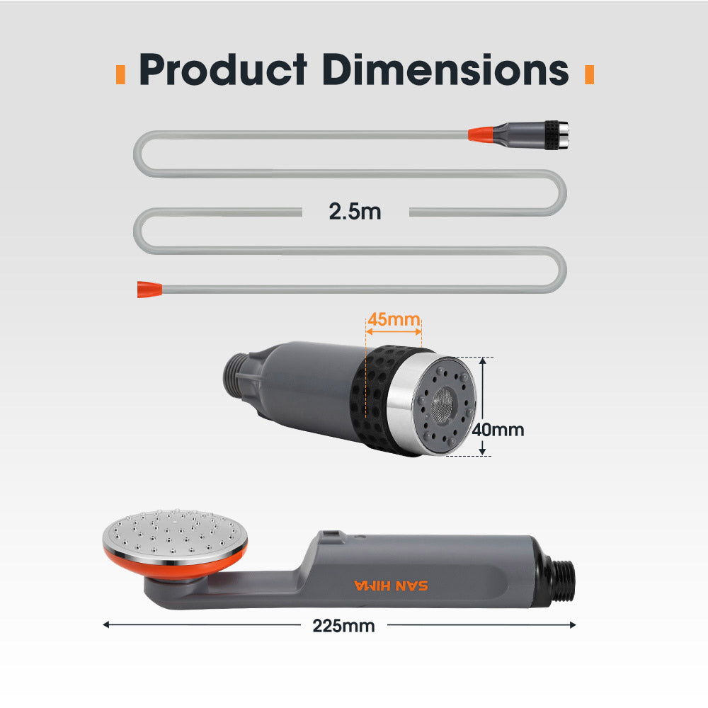 San Hima Portable Camping Shower built-in lithium battery Rechargeable Outdoor