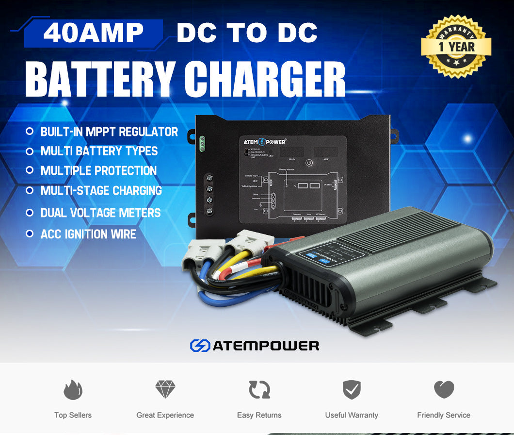 Atem Power 40A DC to DC Battery Charger MPPT 12V Dual Battery System + Smart Hub