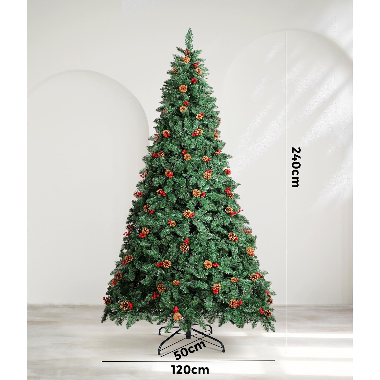 Mazam LED Christmas Tree 2.4M 8FT Xmas Trees Decorations Green with Ornaments