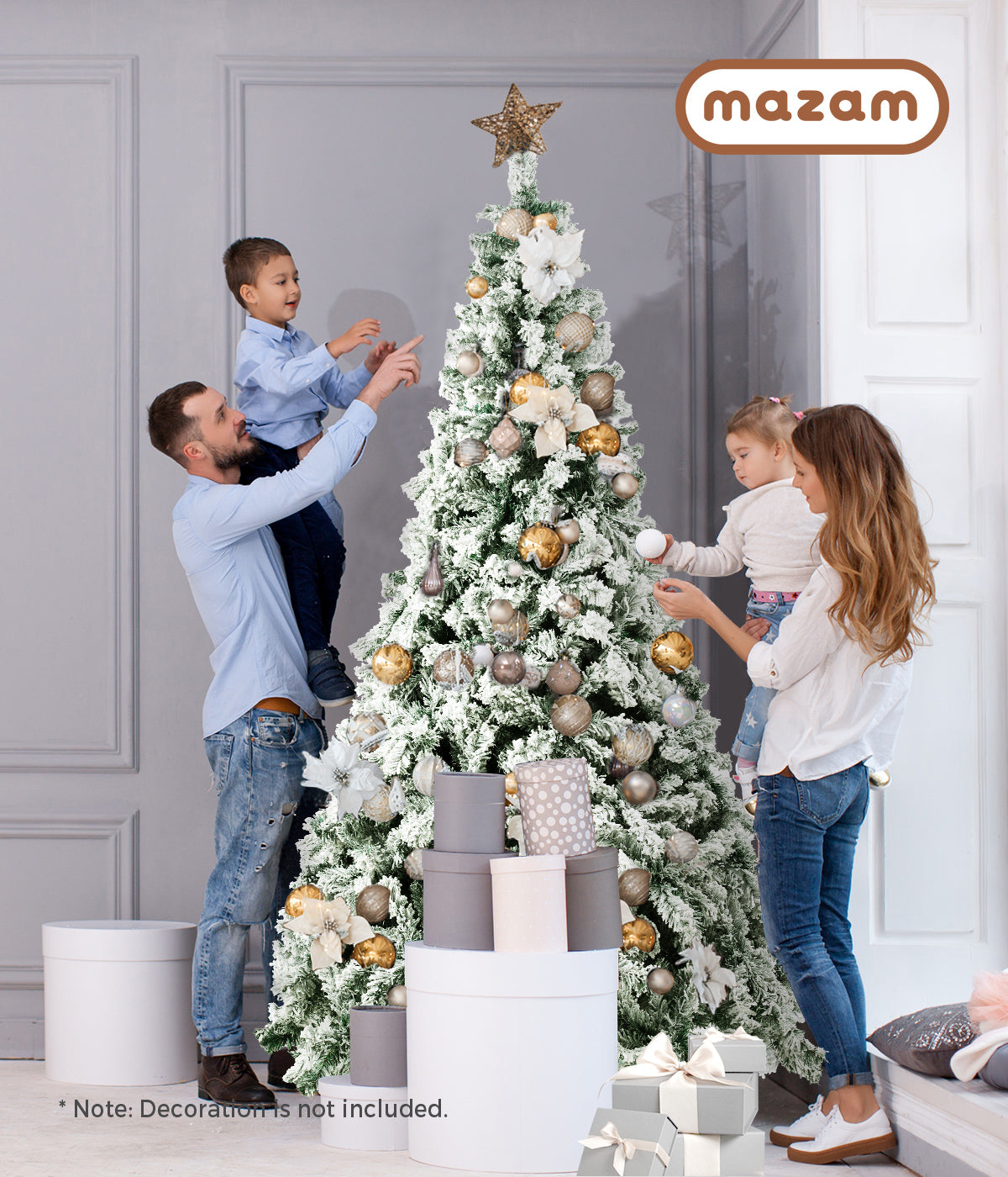 Mazam Christmas Tree 1.8M/2.1M/2.4M Xmas Trees Decoration White Snow Flocked