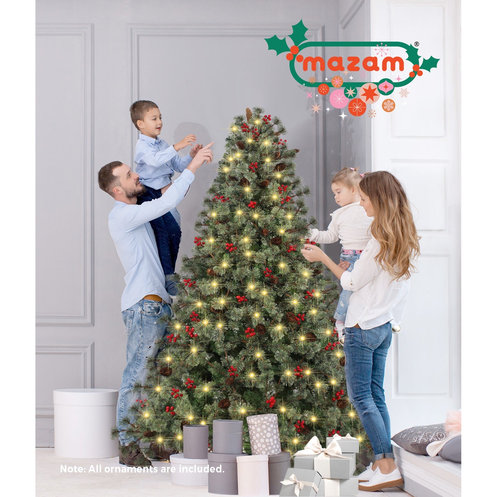 Mazam Christmas Tree 2.1m 7FT LED Light Xmas Trees Decoration Green