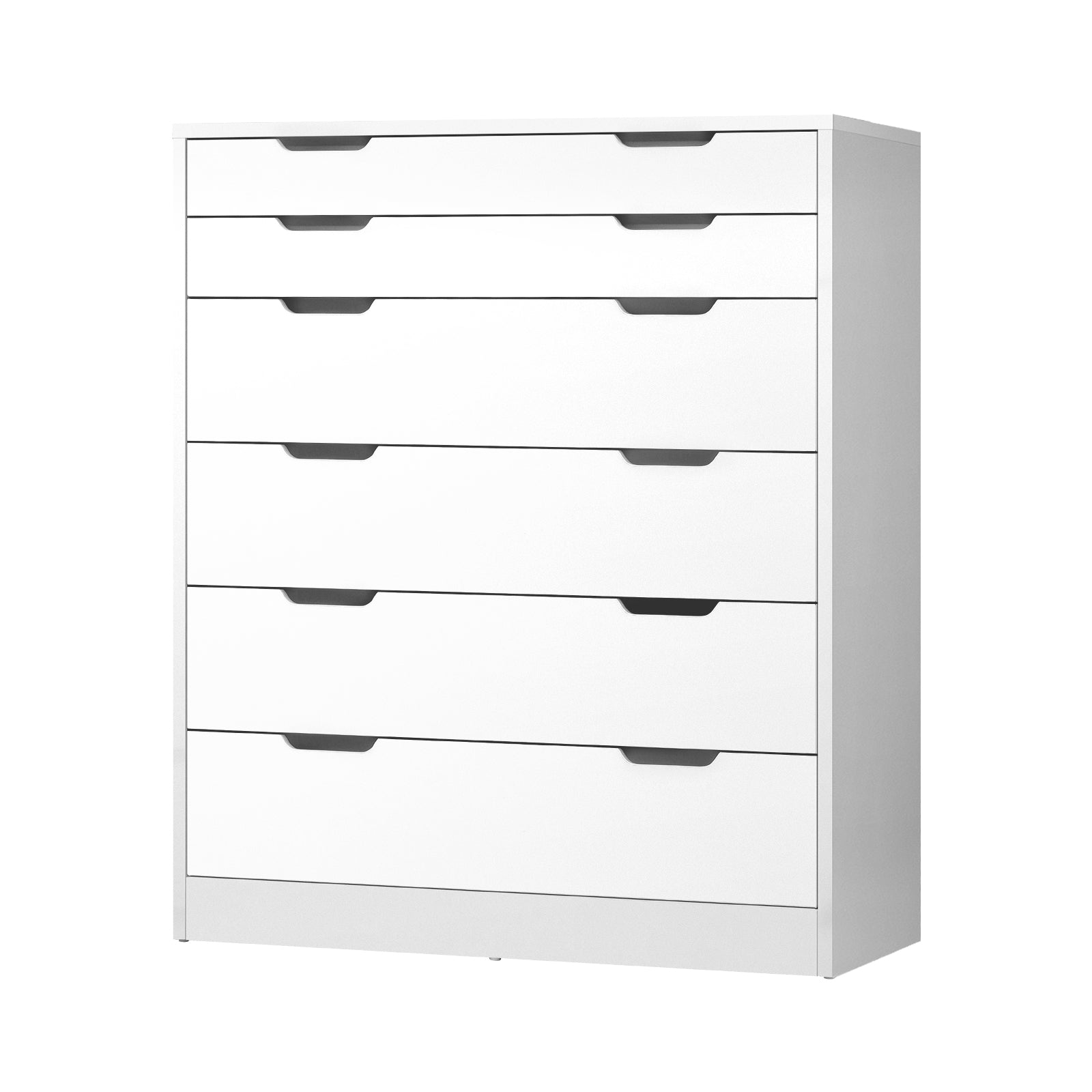 Oikiture 6 Chest of Drawers Tallboy Cabinet Bedroom Clothes White Furniture