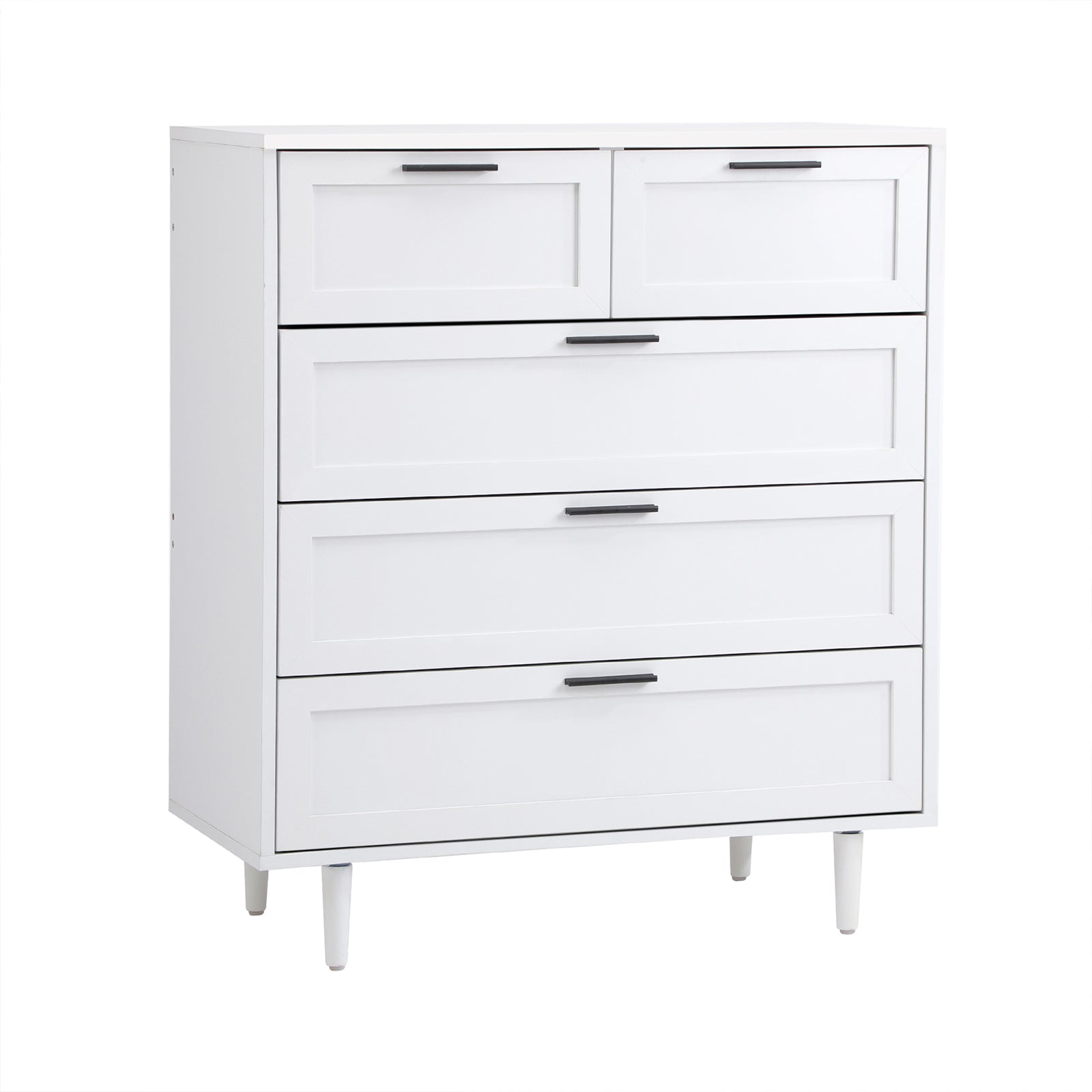 Oikiture 5 Chest of Drawers Dresser Chest Storage Cabinet Tallboy White