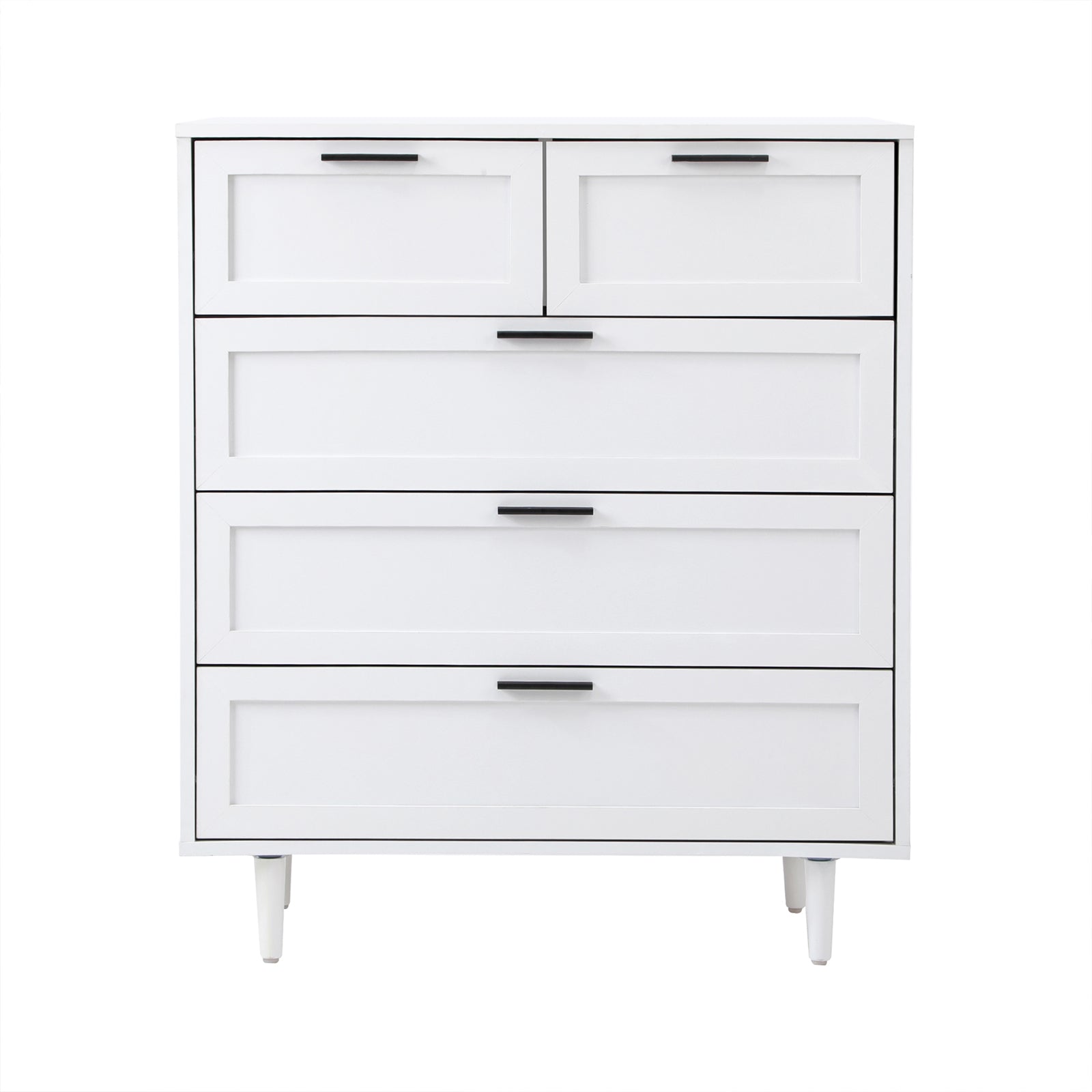 Oikiture 5 Chest of Drawers Dresser Chest Storage Cabinet Tallboy White