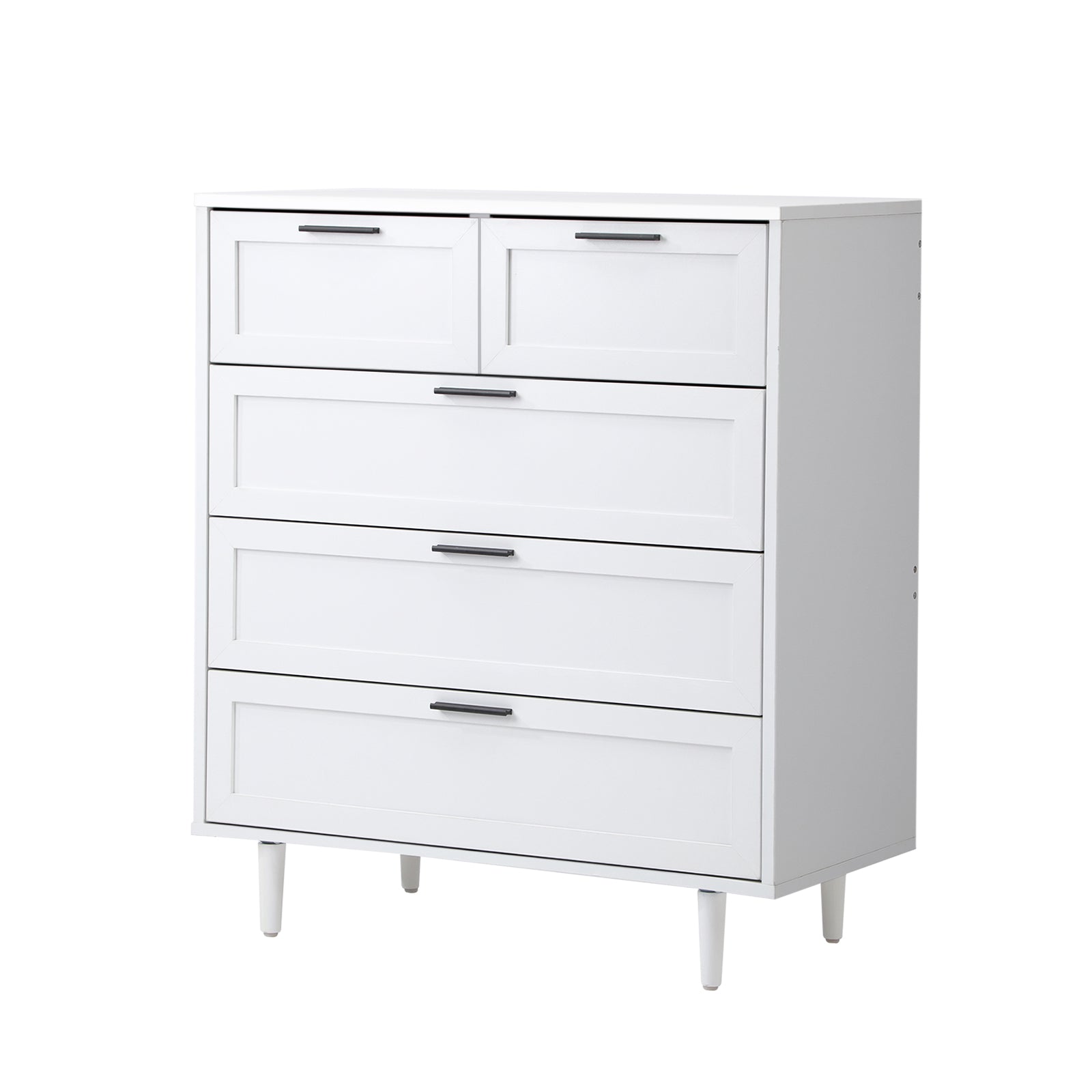 Oikiture 5 Chest of Drawers Dresser Chest Storage Cabinet Tallboy White