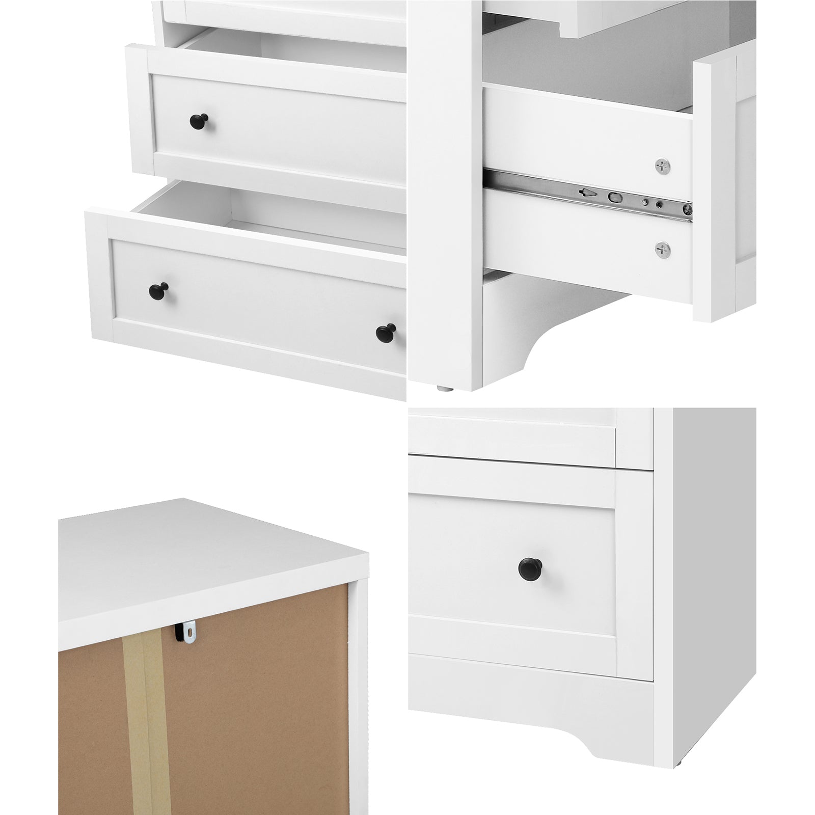 Oikiture 3 Chest of Drawers Tallboy Cabinet Bedside Table Hamptons Furniture