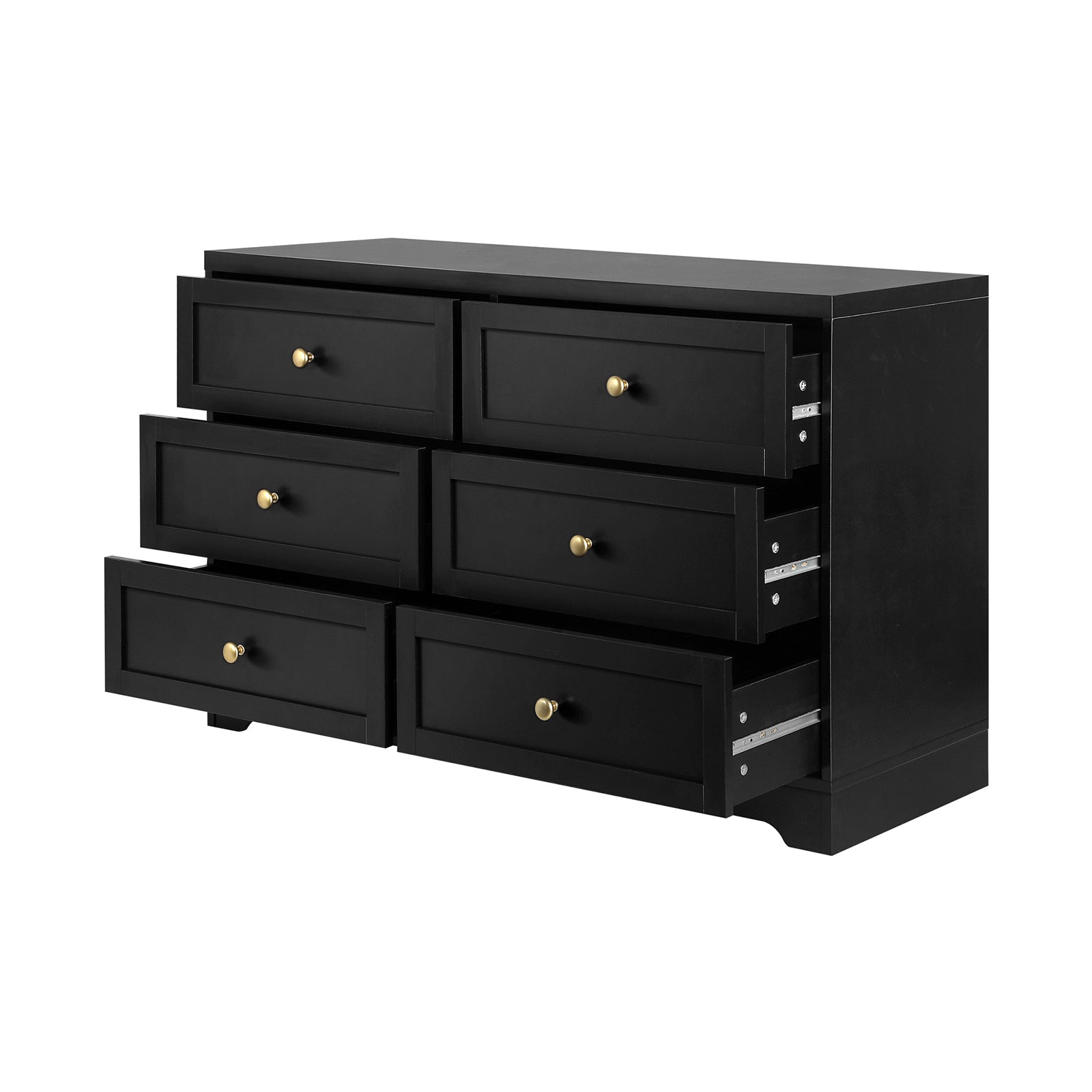 Oikiture 6 Chest of Drawers Tallboy Dresser Table Storage Cabinet Black