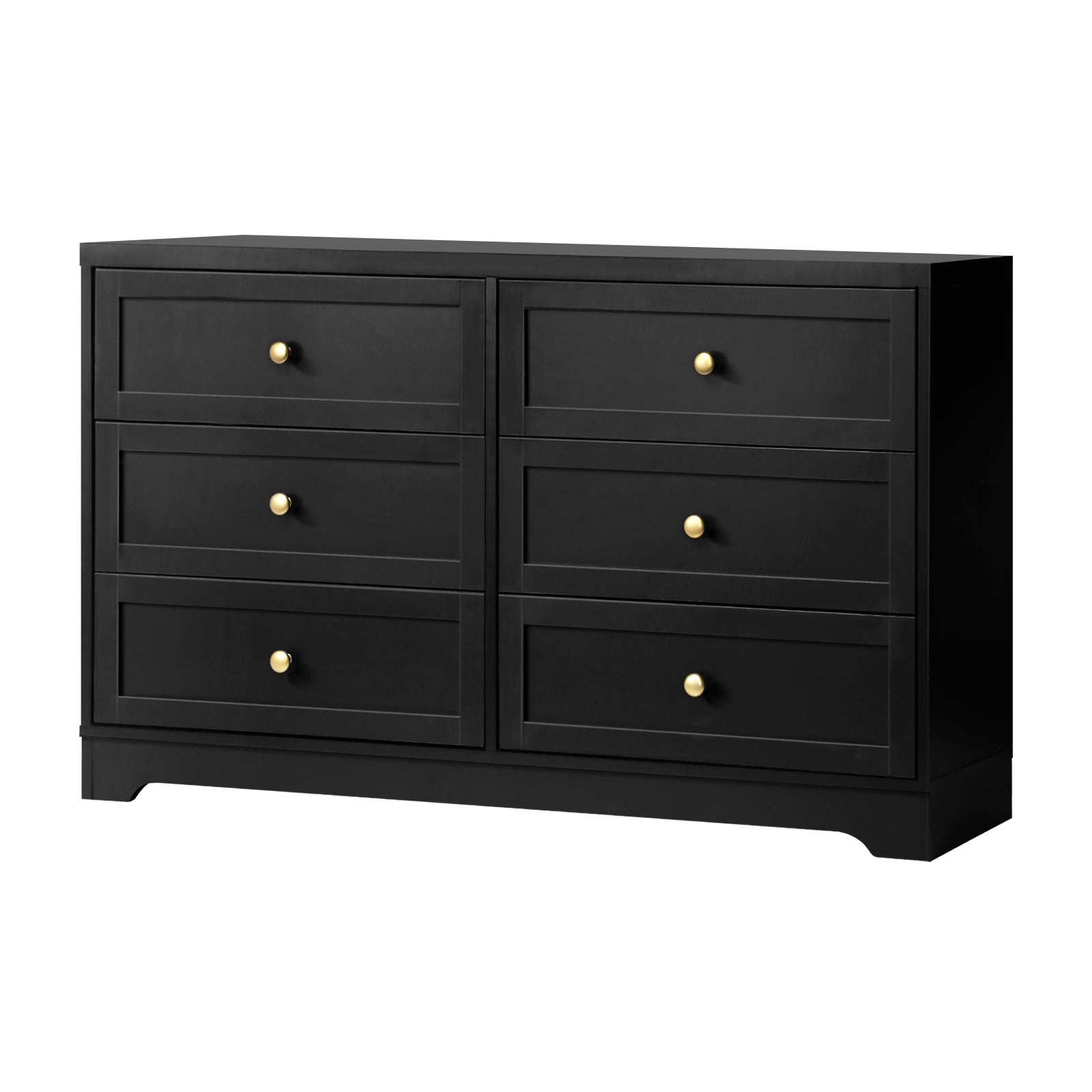 Oikiture 6 Chest of Drawers Tallboy Dresser Table Storage Cabinet Black