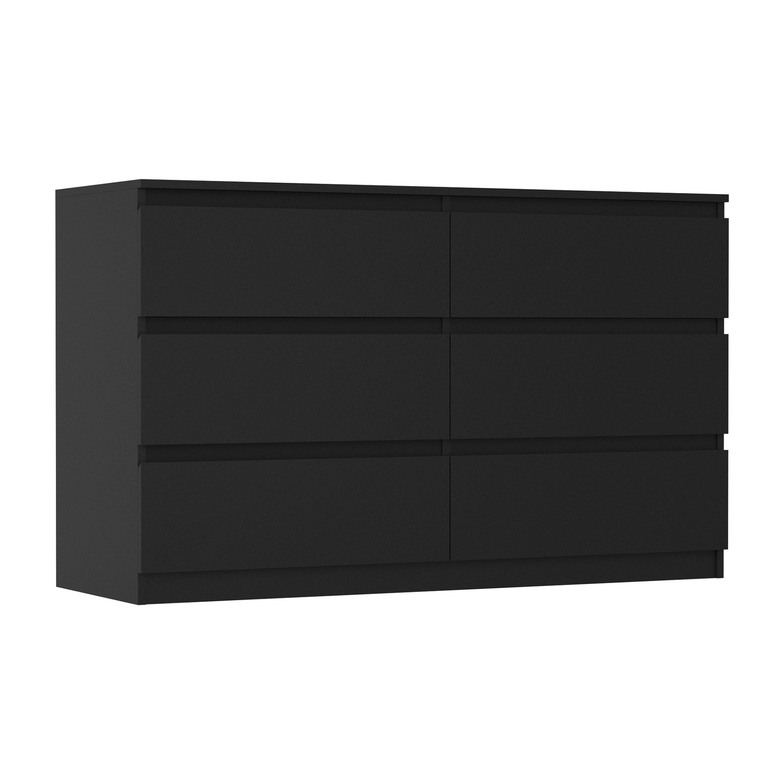 Oikiture 6 Chest of Drawers Lowboy Storage Cabinet Dresser Table Bedroom Black