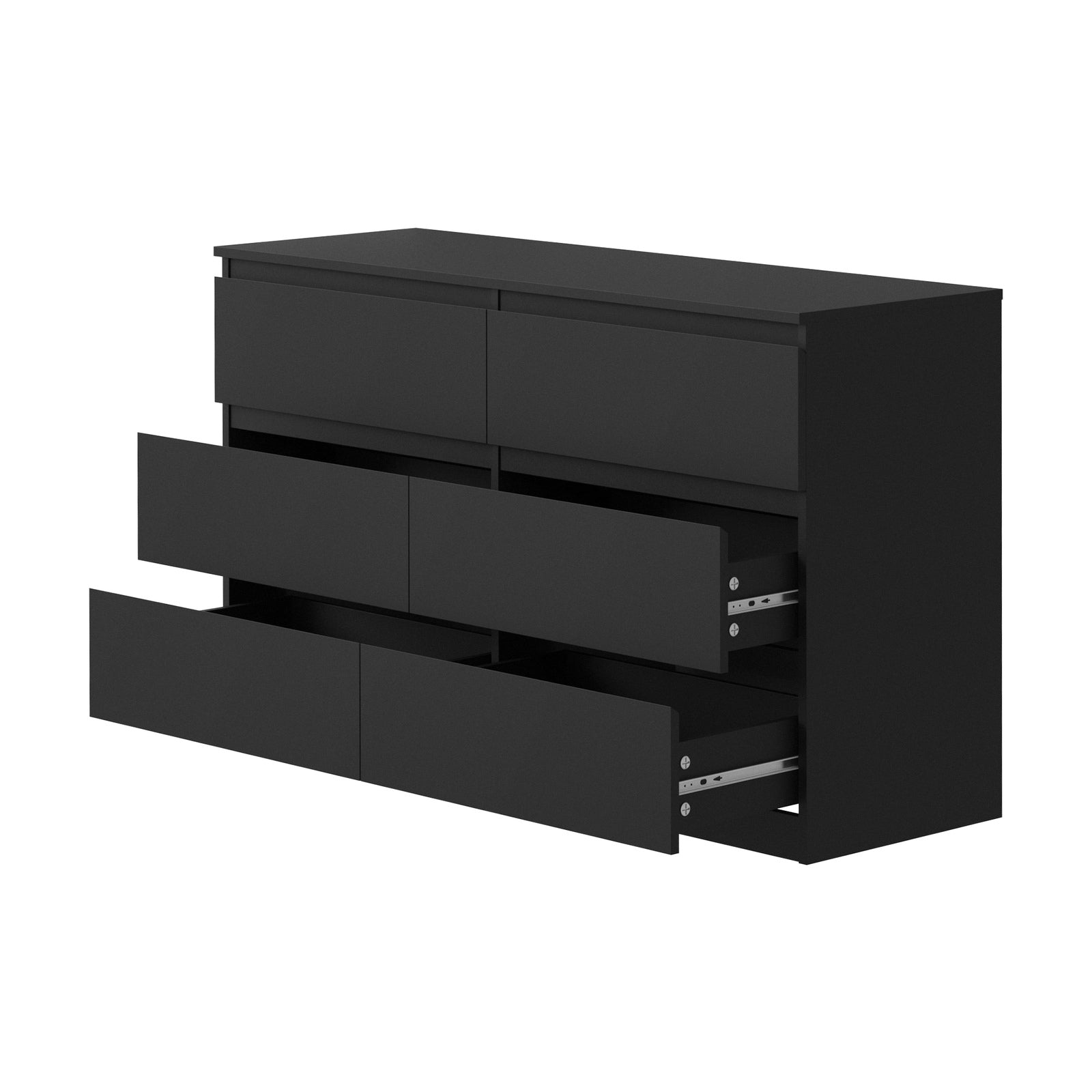 Oikiture 6 Chest of Drawers Lowboy Storage Cabinet Dresser Table Bedroom Black