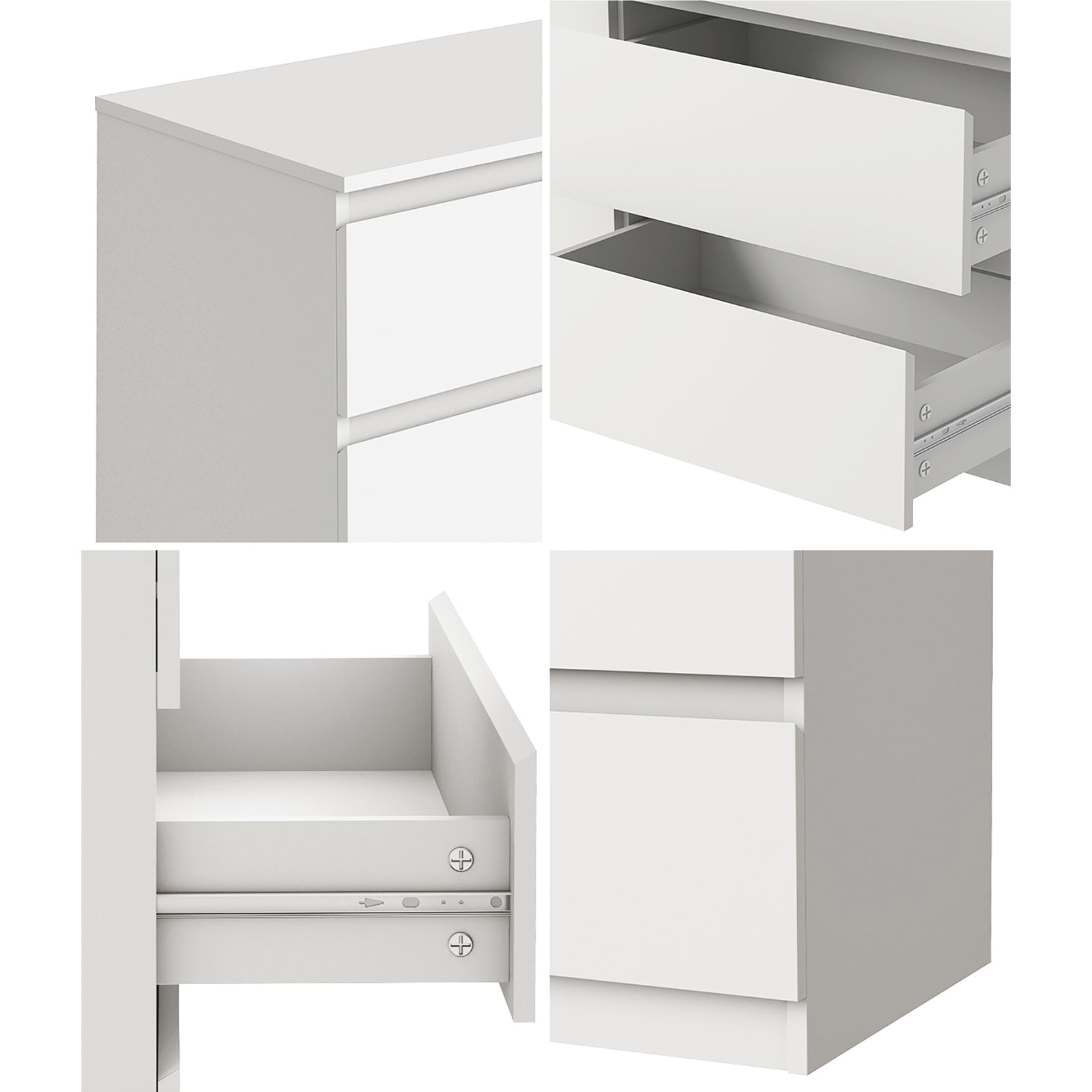 Oikiture 6 Chest of Drawers Lowboy Storage Cabinet Dresser Table Bedroom White