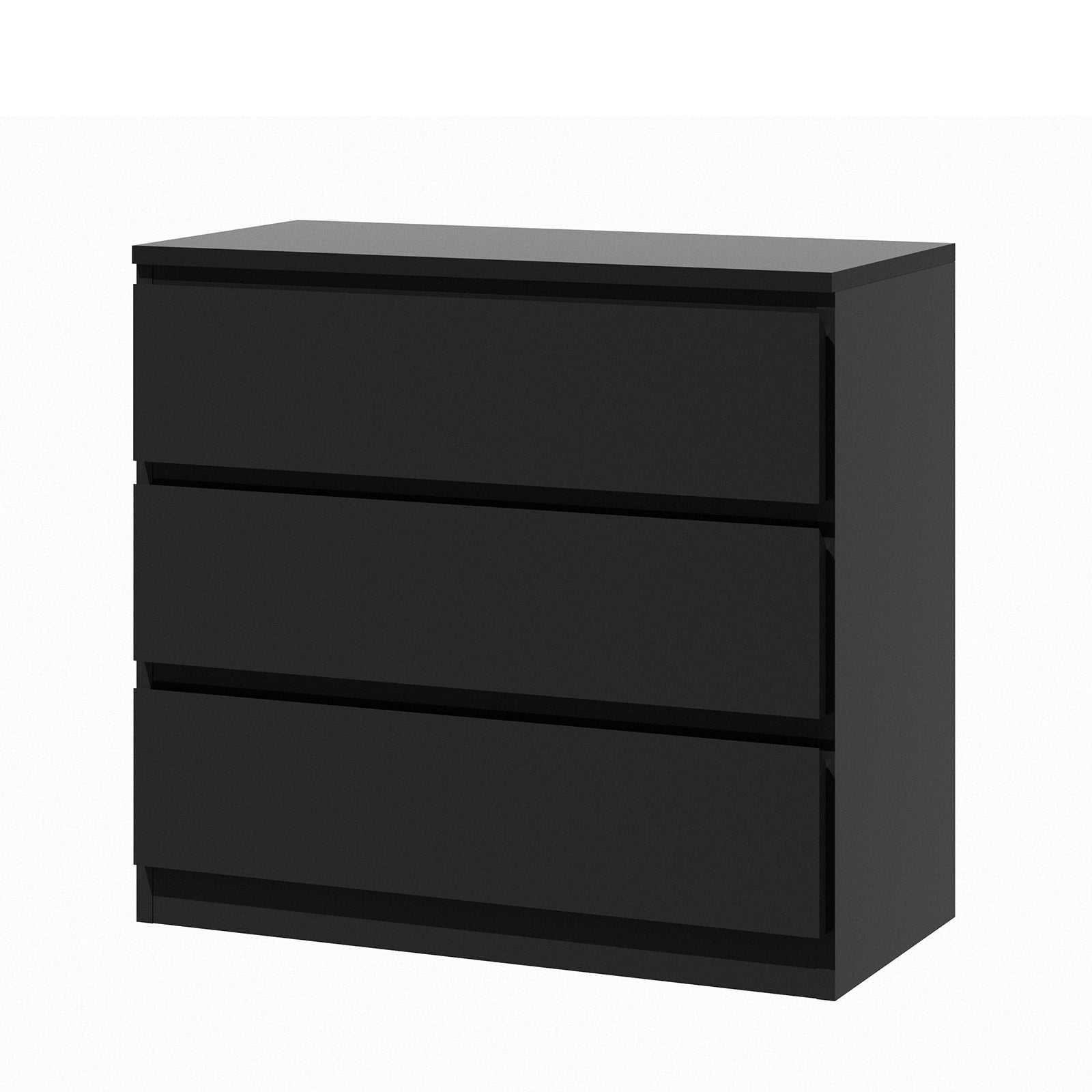 Oikiture 3 Chest of Drawers Lowboy Dresser Table Storage Cabinet Bedroom Black