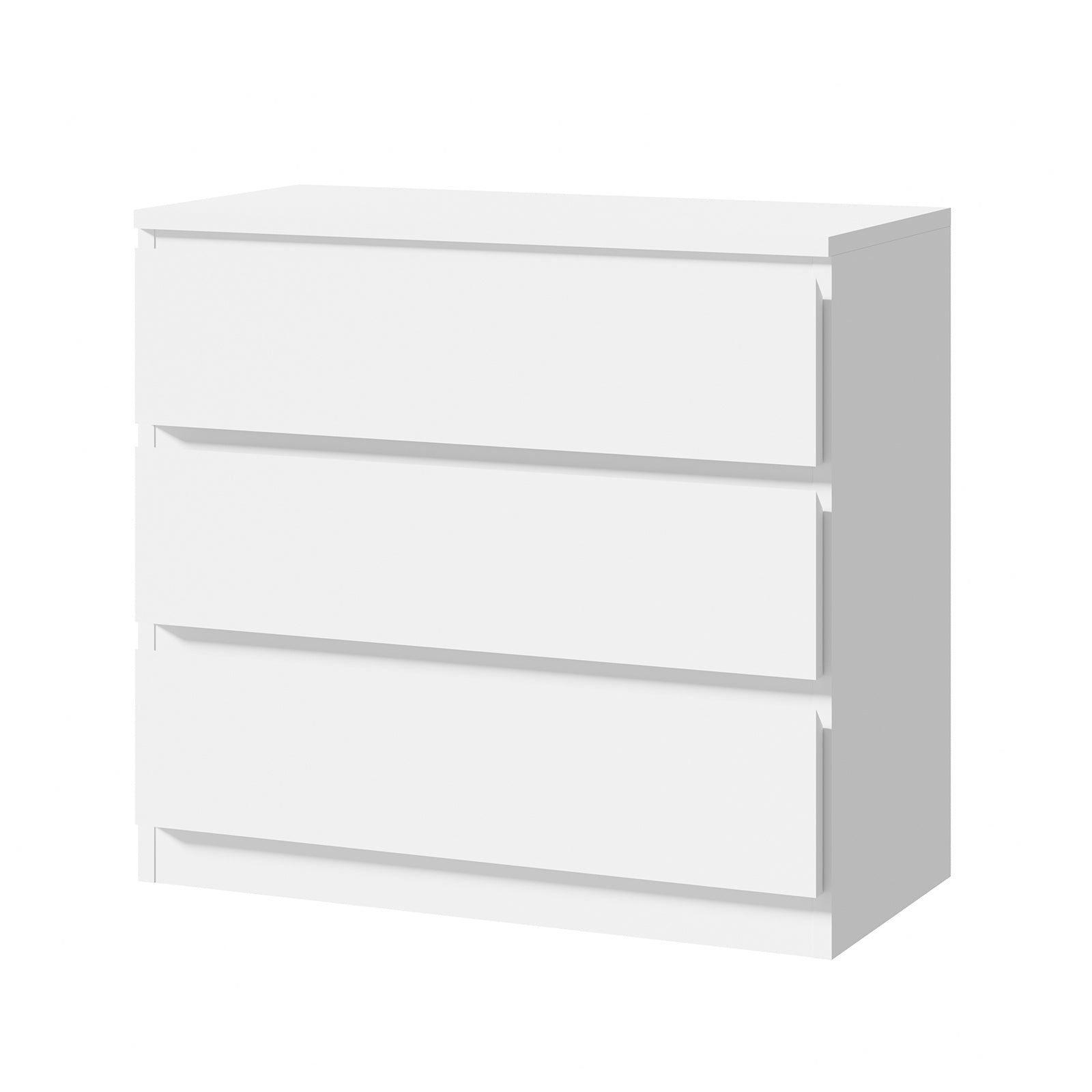 Oikiture 3 Chest of Drawers Lowboy Dresser Table Storage Cabinet Bedroom White