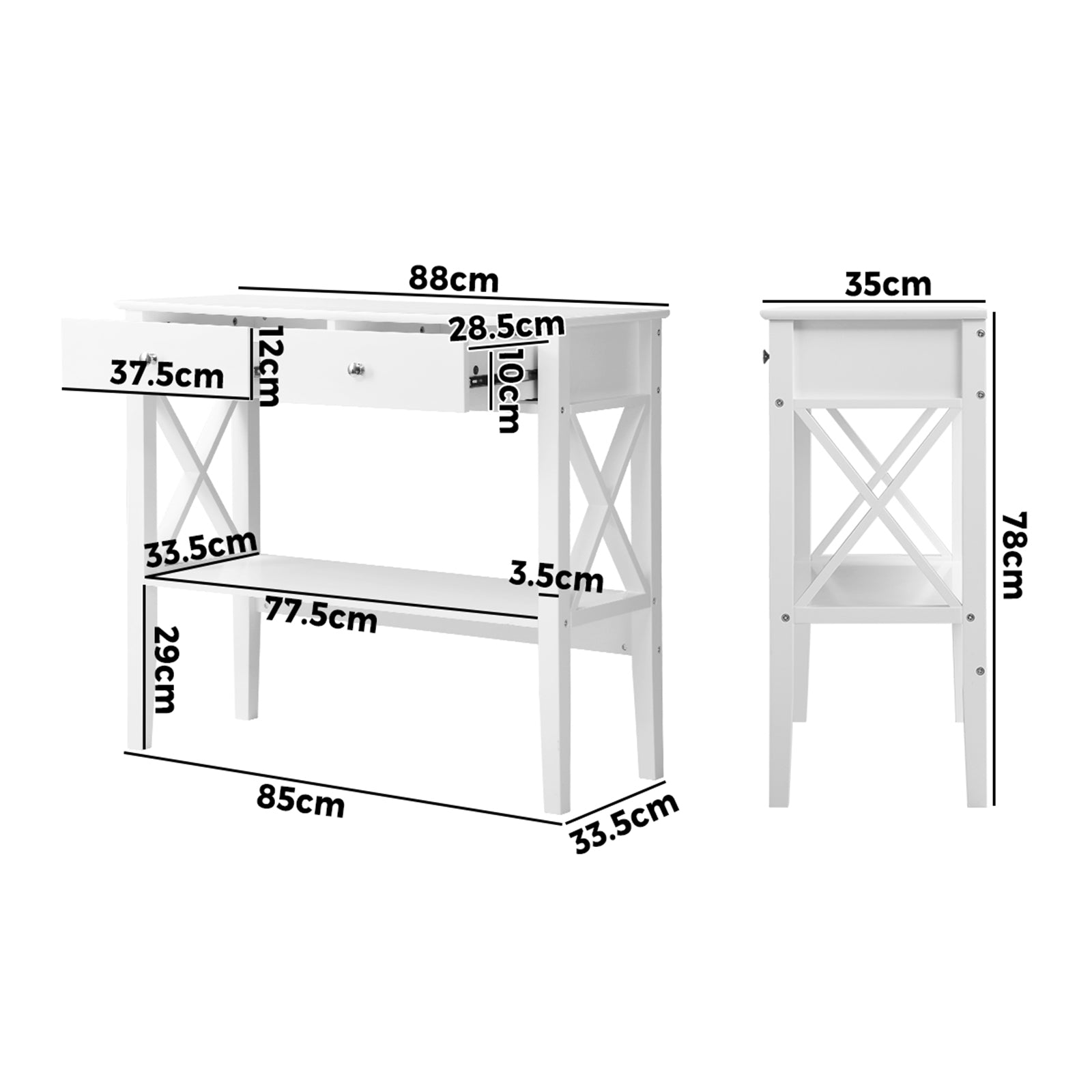 Oikiture Console Table Hall Side Entry 2 Drawers Hallway Display Shelf Desk